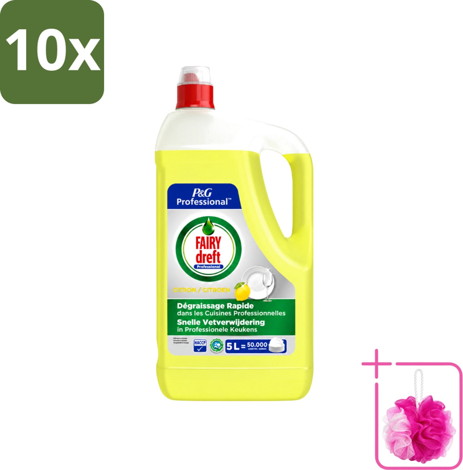 10 x Dreft - Afwasmiddel - Citroen - Professionele verpakking - 5 L - Bulkverpakking - Afwasmiddel citroen - Douchemop - Afwasmiddel 5 l
