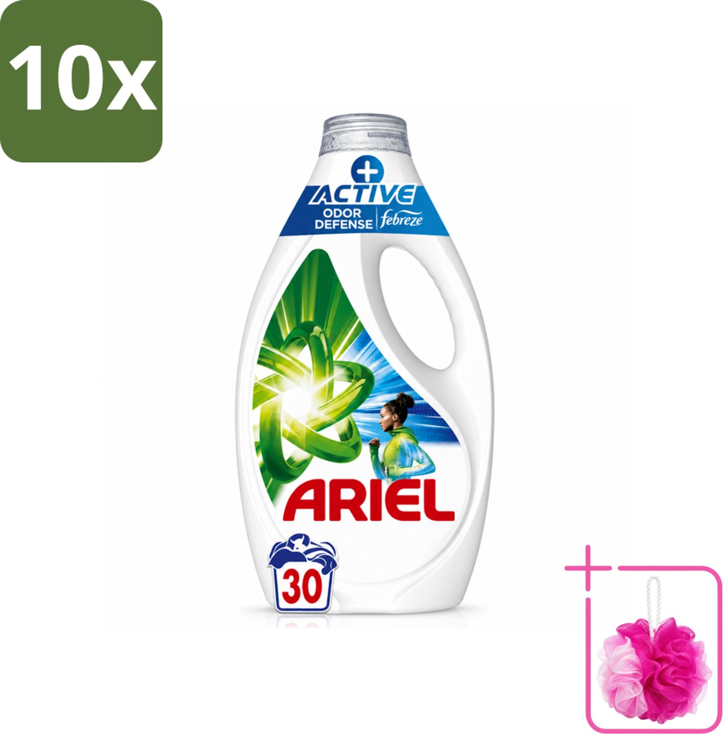10 x Ariel - Vloeibaar Wasmiddel - +Actieve Odor Defense - 30 Wasbeurten - 1,35 liter - Bulkverpakking - Wasmiddel - Douchemop - Geurverwijdering