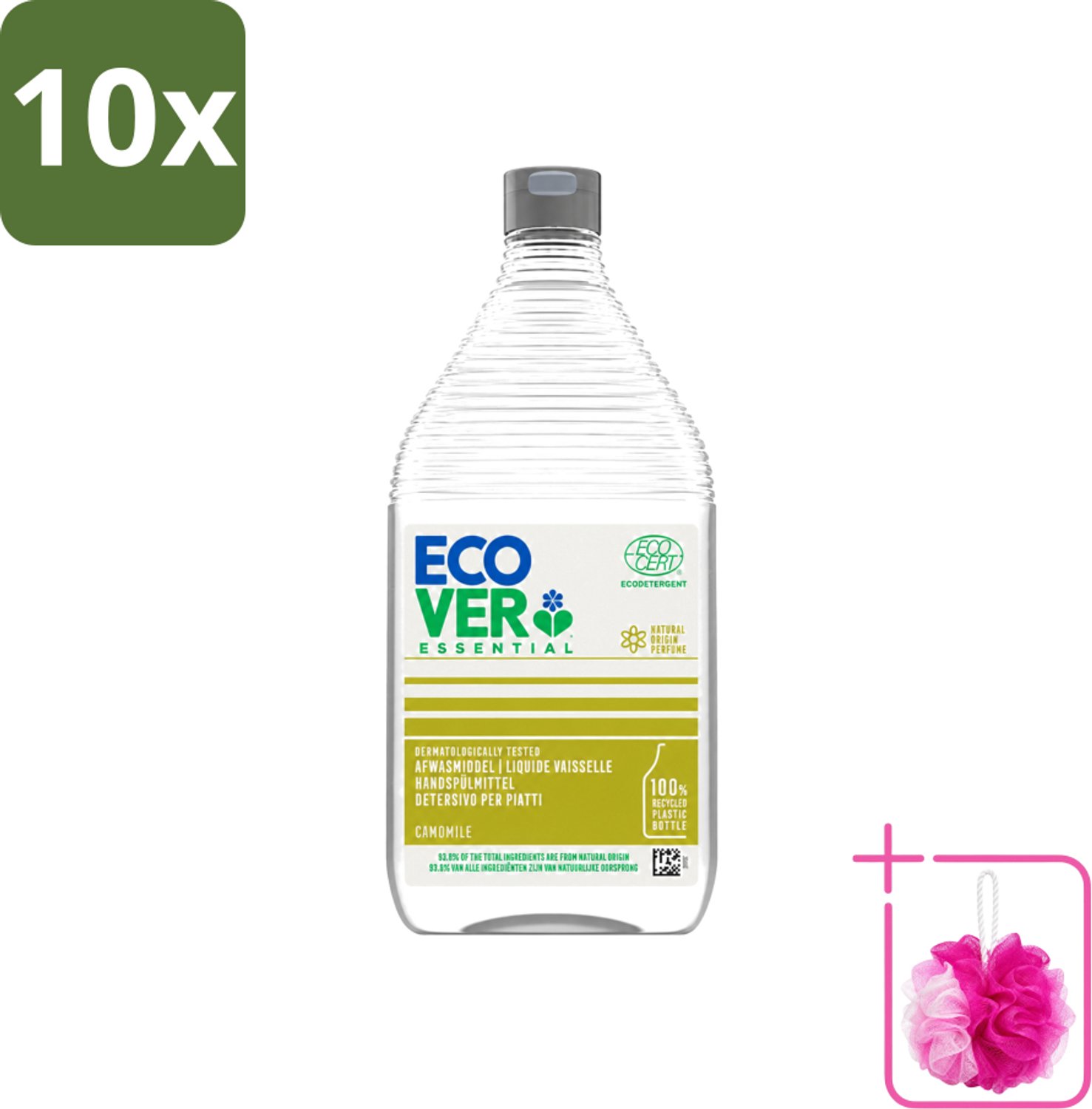 10 x Ecover - Afwasmiddel Essential - Kamille - 950 ml - Bulkverpakking - Afwasmiddel kamille - Douchemop - Plantaardig afwasmiddel
