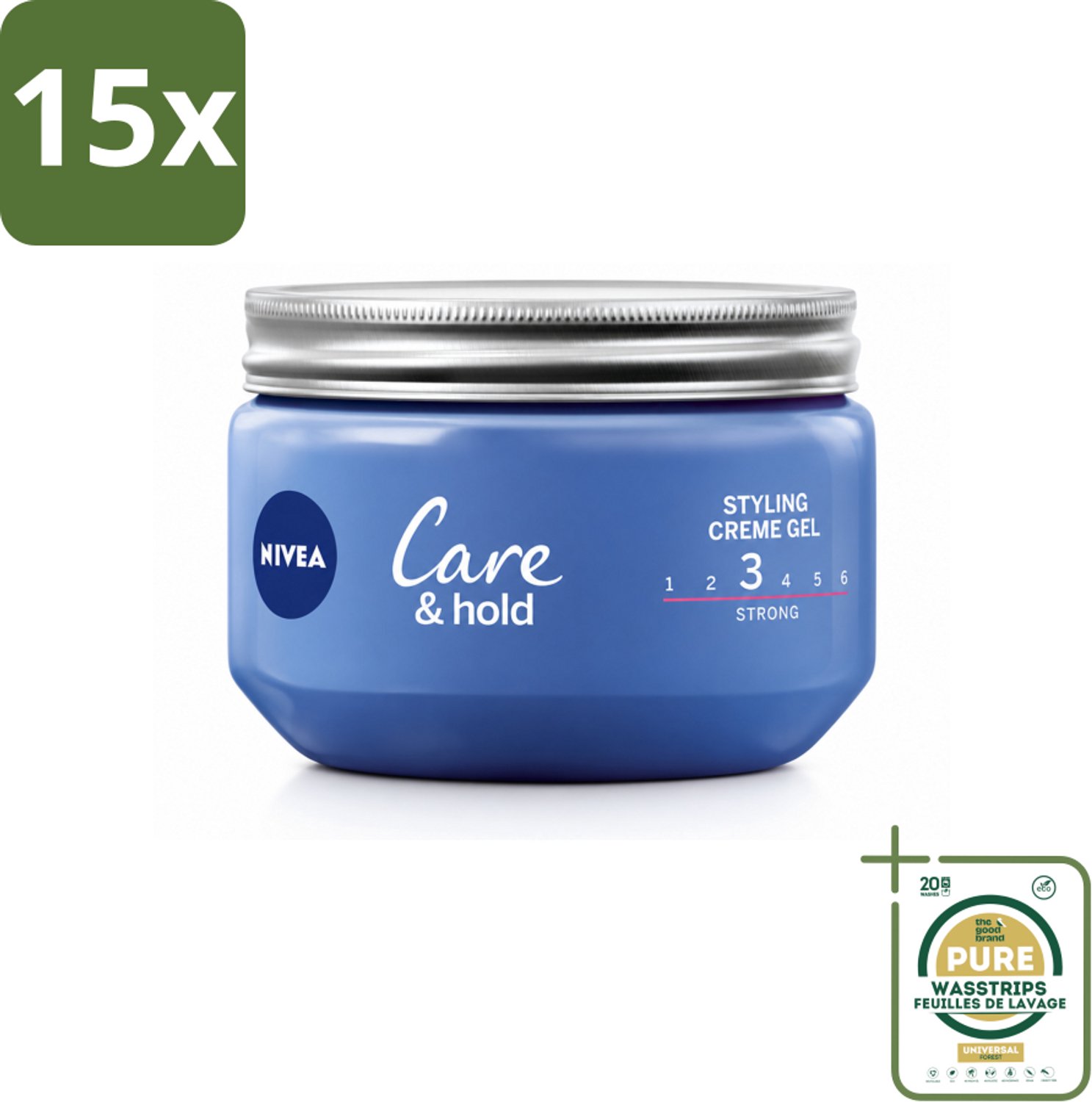15 x NIVEA - Stylingscrèmegel - Verzorging & Stevigheid - Reinigt Onmiddellijk De Poriën - 150 ml - Wasstrips - Haarkleur - Haarkleur Vasthouden - Haarkleur Verzorgen - Haarkleur Verzorging - Haarkleur Fixeren