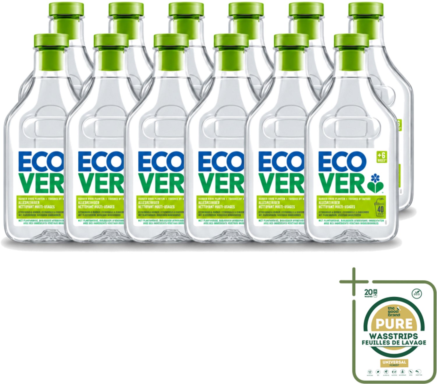 12 x Ecover - Allesreiniger - Citroengras & Gember - 1 liter - Wasstrips - Ecover Allesreiniger - Natuurlijke Reiniger - Plantaardige Reiniger - Citroengras En Gember - Reiniger Voor Vloeren