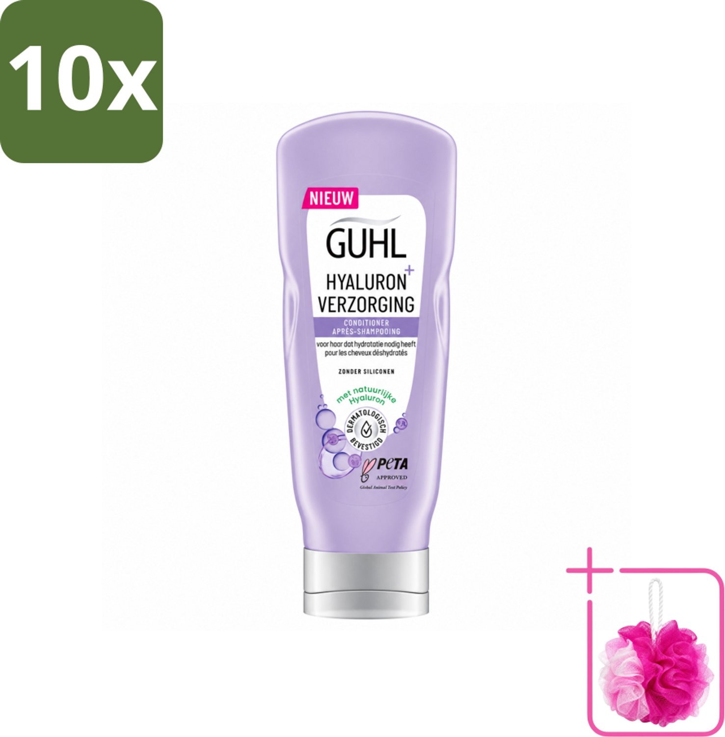 10 x Guhl - Conditioner - Hyaluron+ Verzorging - 200 ml - Bulkverpakking - Hydratatie haar - Douchemop - Hyaluron haar
