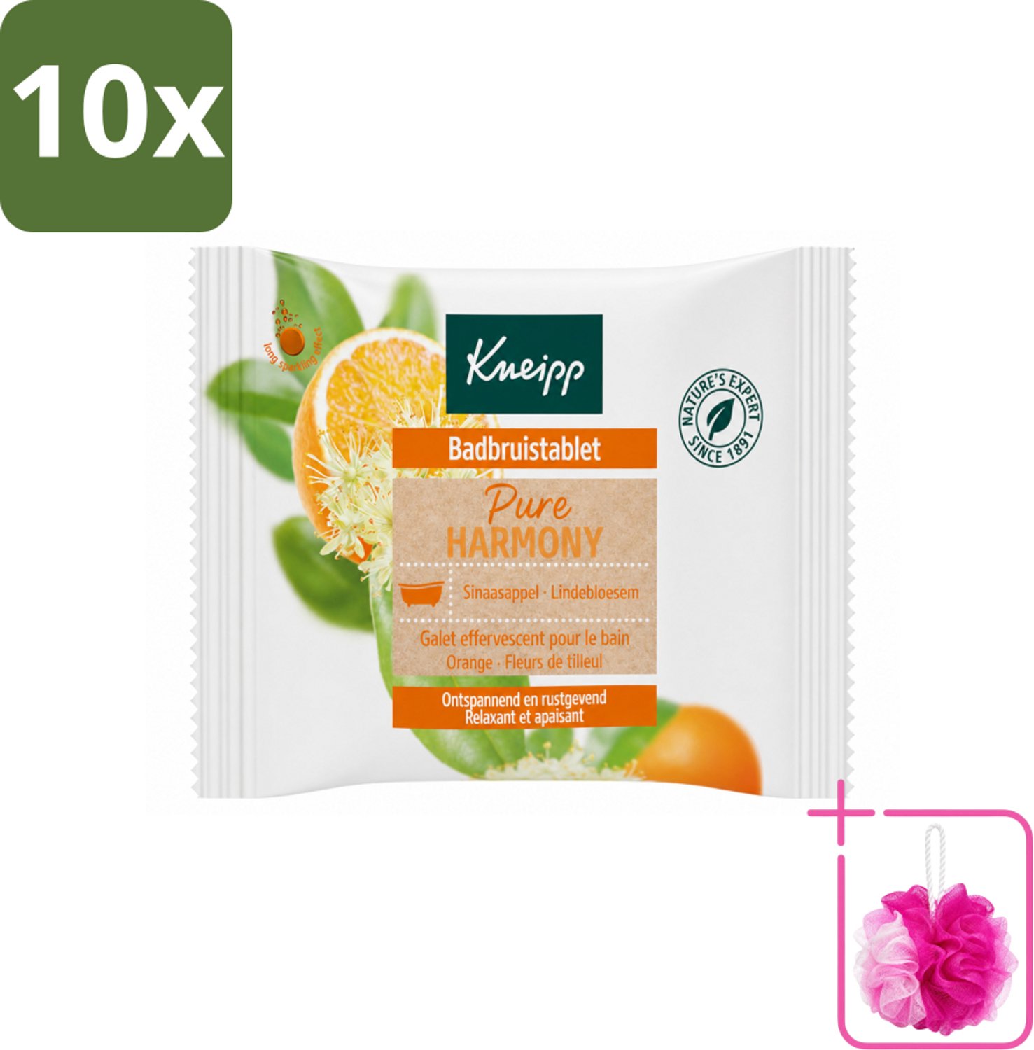 10 x Kneipp - Badbruistablet - Oranje lindebloesem - Bulkverpakking - Badbruistablet - Douchemop - Ontspanning