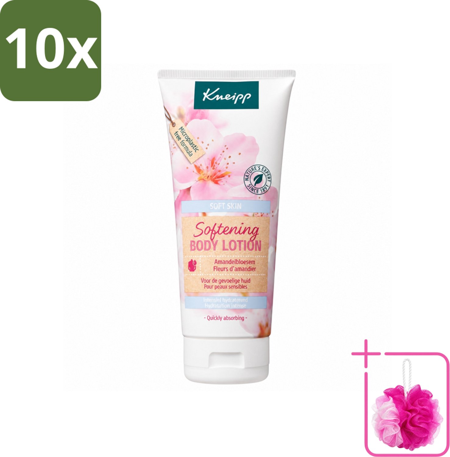 10 x Kneipp - Body lotion - Soft Skin - Amandelbloesem - 200 ml - Bulkverpakking - Gevoelige huid - Douchemop - Amandelolie