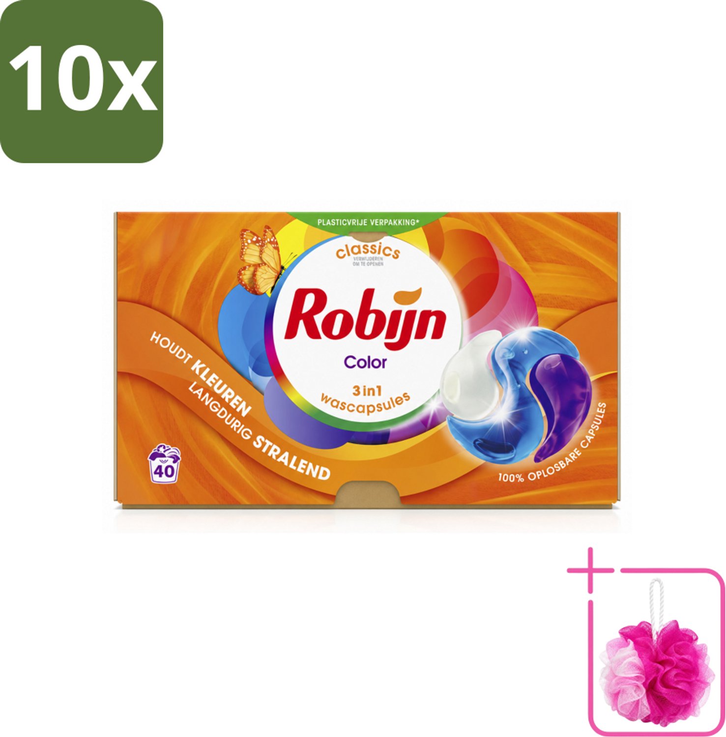 10 x Robijn - 3-in-1 Color - Wascapsules - 40 Wasbeurten - Bulkverpakking - Wascapsules - Douchemop - Kleur