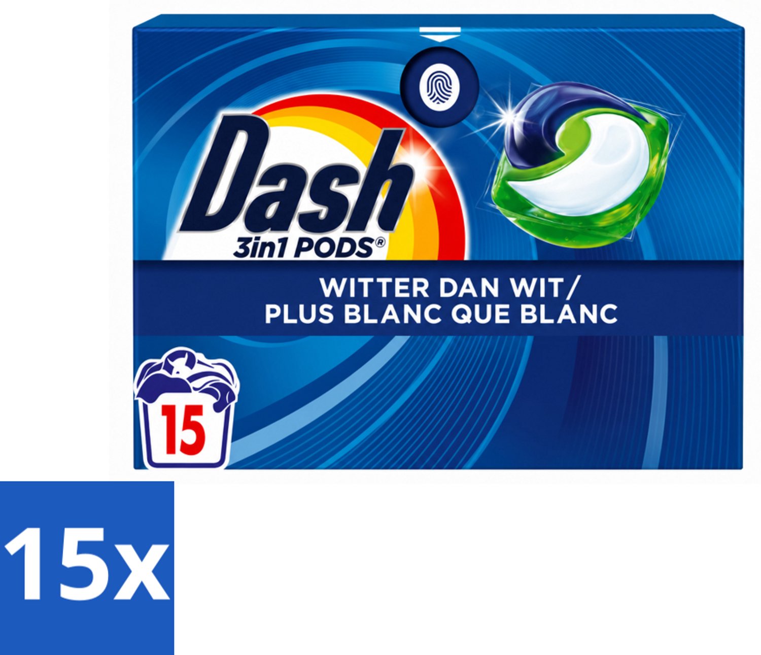 15 x Dash – Wasmiddelcapsules – 3in1 Pods Original – 15 capsules - Voordeelverpakking - 15 stuks
