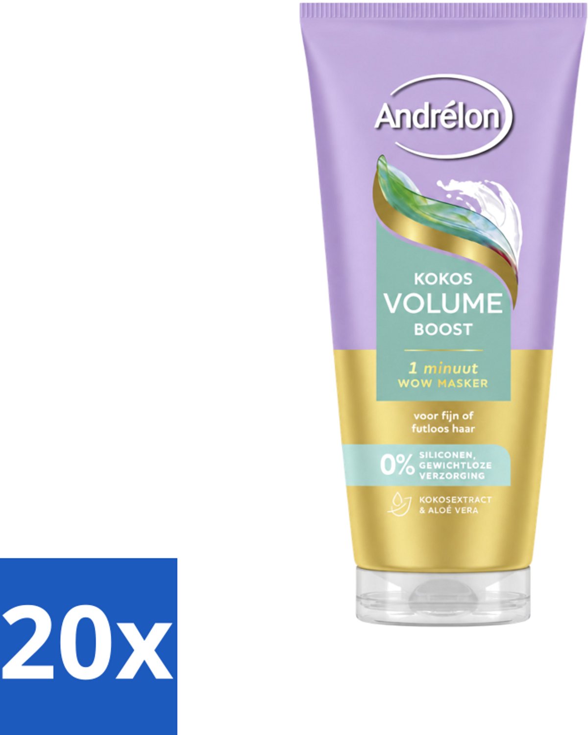 20 x Andrélon – Haarmasker WOW – Kokos Volume Boost – 180 ml - Voordeelverpakking - 20 stuks
