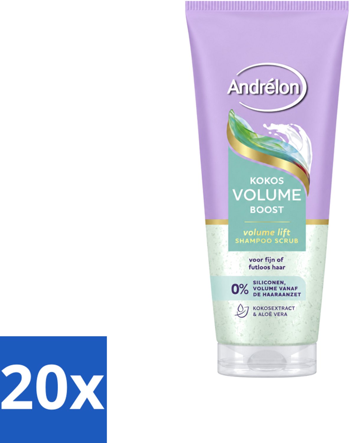 20 x Andrélon – Shampoo Scrub – Kokos Volume Boost – 200 ml - Voordeelverpakking - 20 stuks
