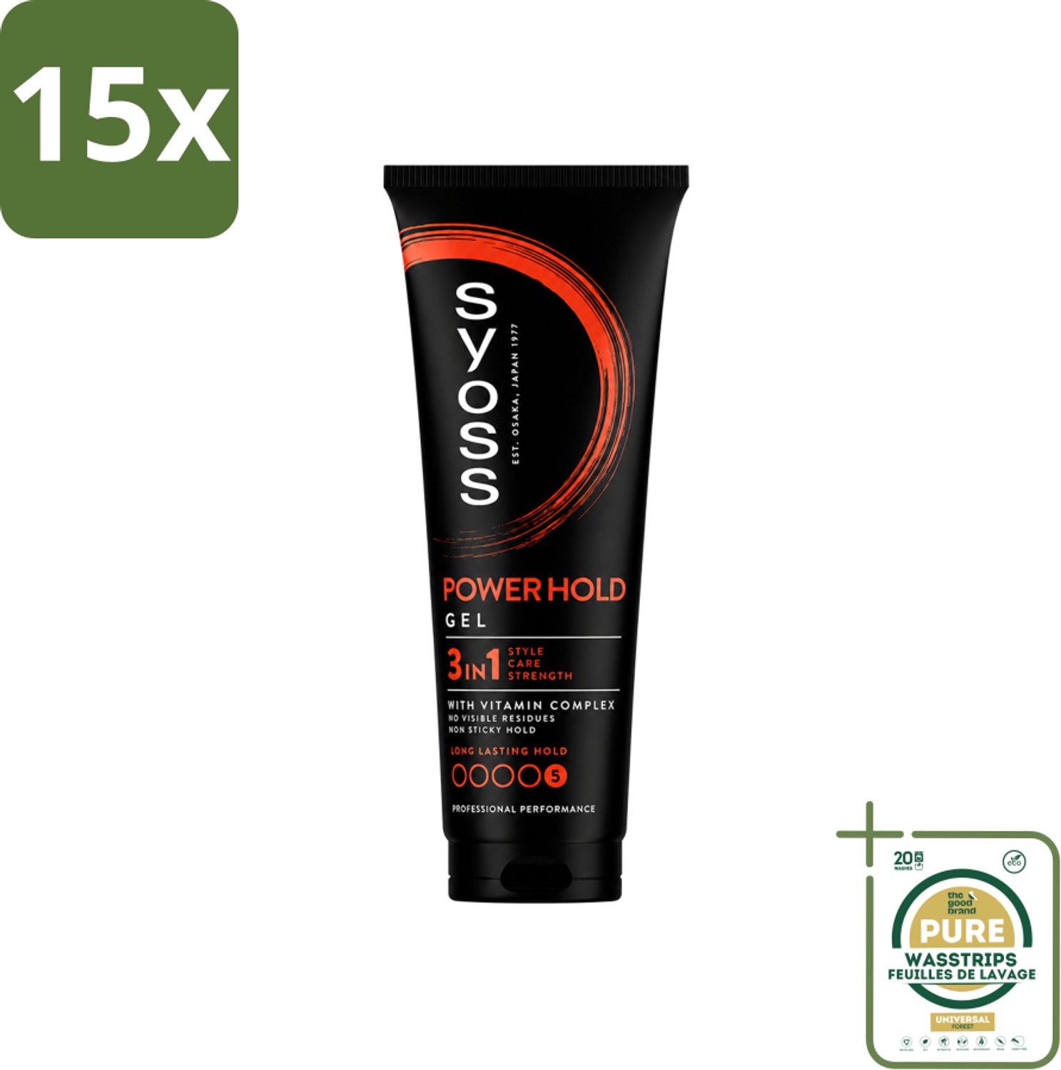 15 x Syoss - Power Hold - Haargel - Extra Sterke Fixatie - 250 ml - Wasstrips - Haargel - Haar Fixatie - Styling Gel - Haar Verzorging - Haar Herstel
