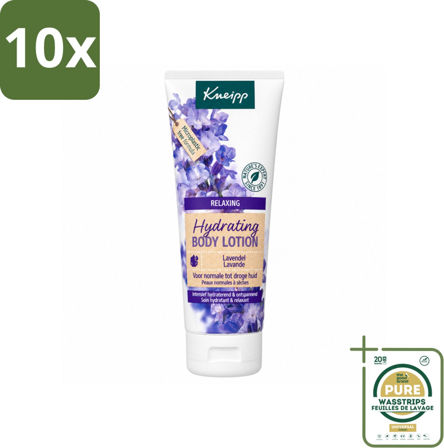 10 x Kneipp - Body lotion - Relaxing - Lavendel - Bloemige geur - 200 ml - Wasstrips - Kneipp Bodylotion Lavendel - Ontspannende Bodylotion - Lichaamsondersteuning - Huidverzorging - Rustgevende Geur