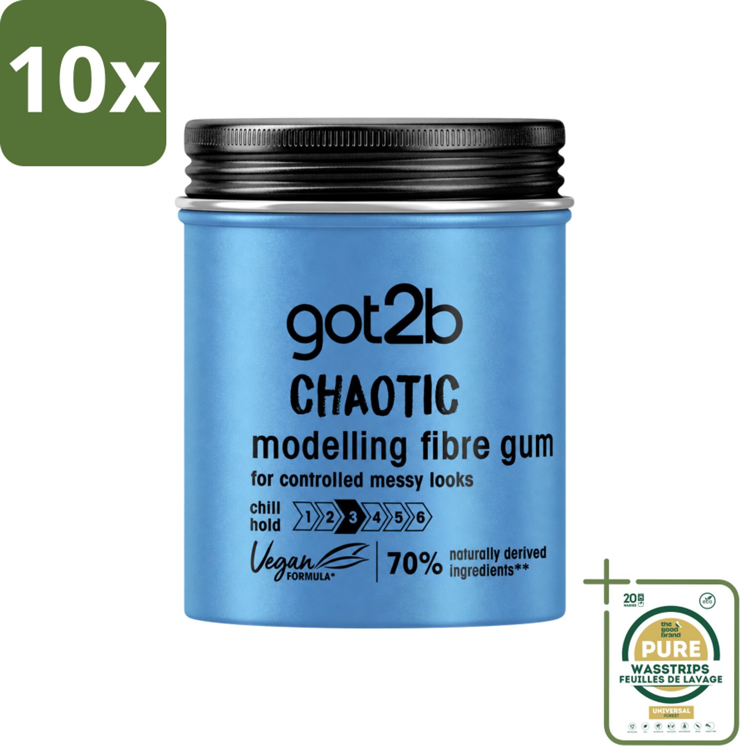 10 x Got2B - Wax - Warhoofd - 100 ml - Wasstrips - Haarwachse - Warrig Haar - Styling Wax - Chaotisch Haar - Medium Hold