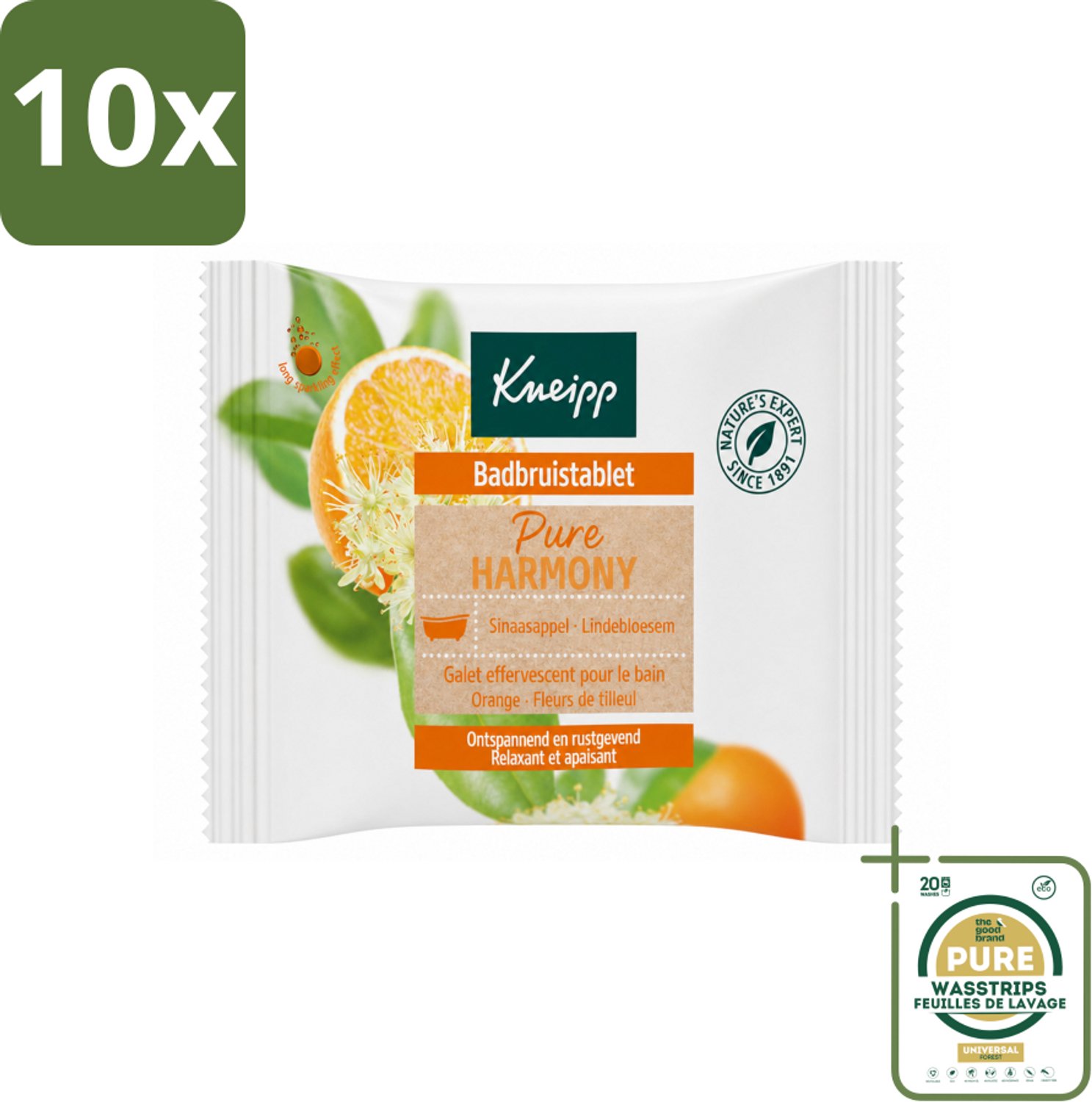 10 x Kneipp - Badbruistablet - Oranje lindebloesem - Wasstrips - Badbruistablet - Ontspanning - Harmonie - Balans - Natuurlijke Badproducten
