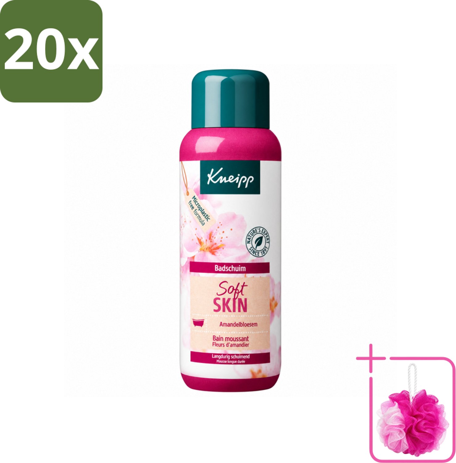 20 x Kneipp - Badschuim - Amandelbloesem - Voor droge en gevoelige huid - 400 ml - Bulkverpakking - Badshuid - Douchemop - Droge huid