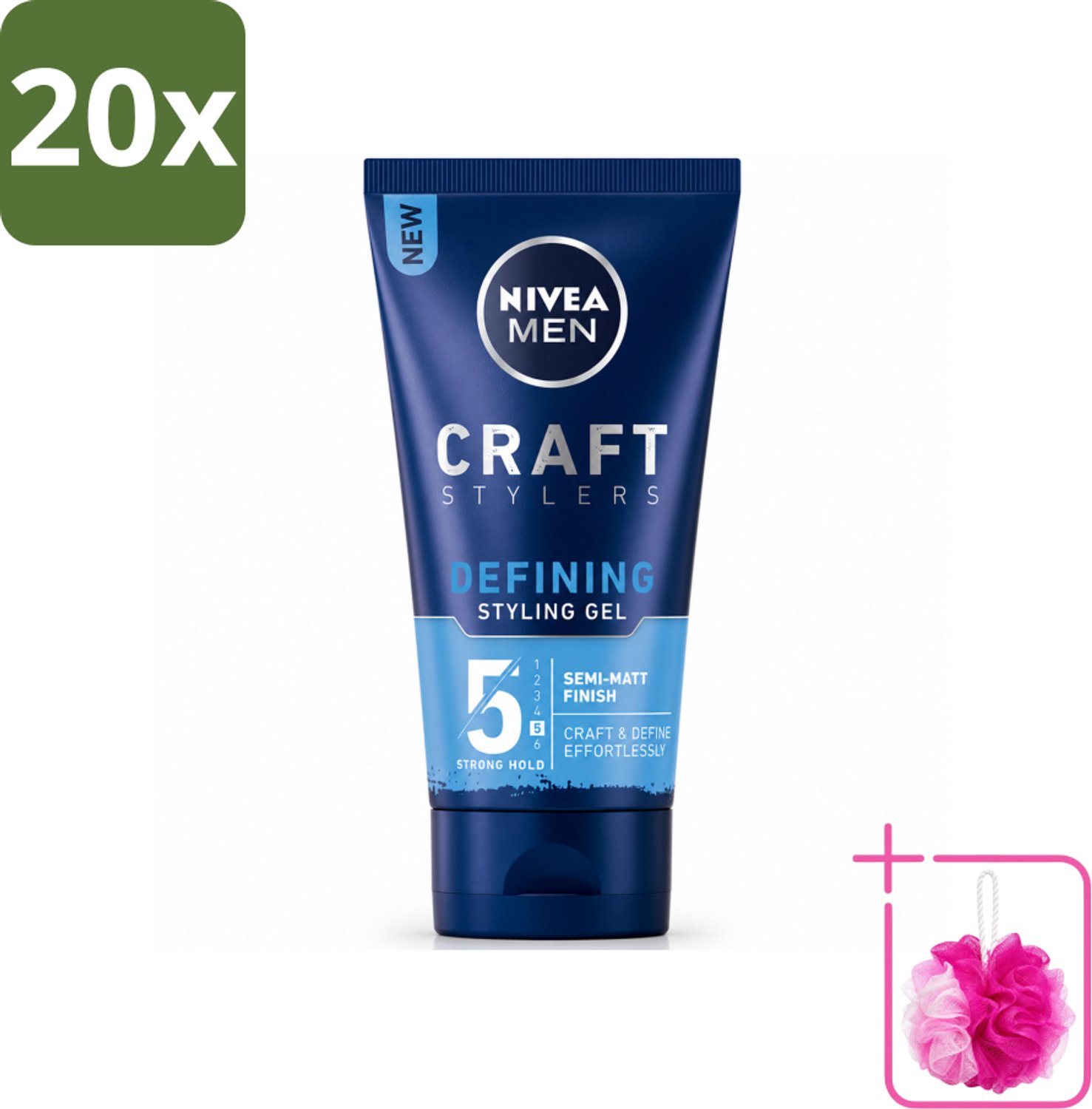 20 x NIVEA MEN - Styling Gel - Matte Finish - 150 ml - Bulkverpakking - Haarkleur - Douchemop - Haartypen