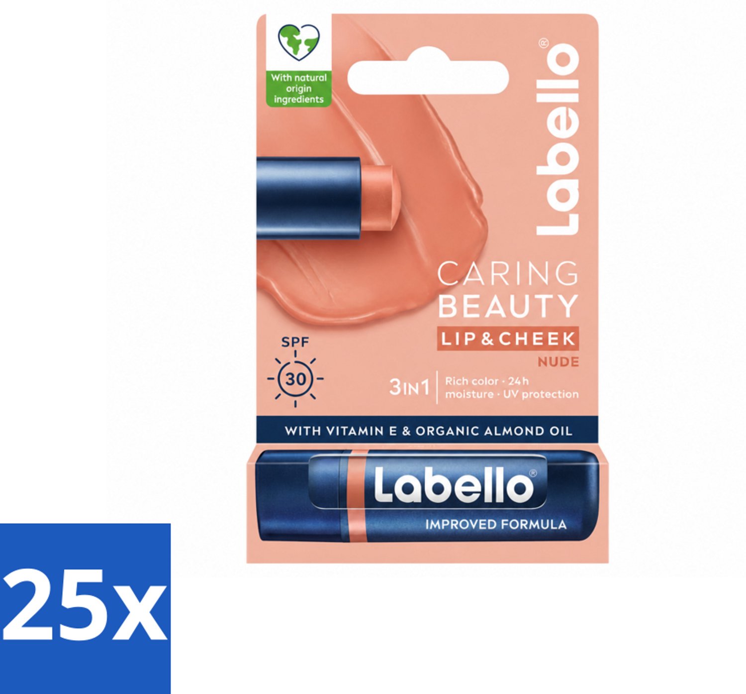 25 x Labello – CLippenbalsem – aring Beauty Nude – 6 ml - Voordeelverpakking - 25 stuks
