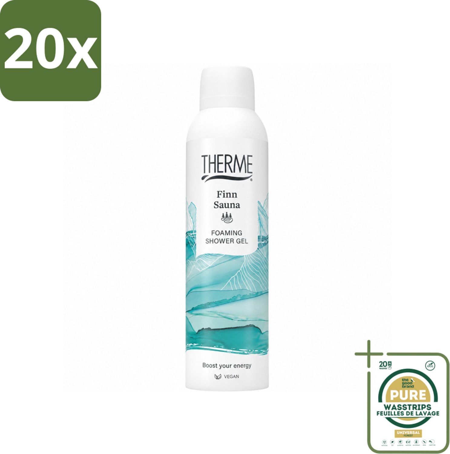 20 x Therme - Finn Sauna - Schuimende Douchegel - Verfrissend - Verzorgend - 200ml - Wasstrips - Douchegel - Schuimende Douchegel - Wellness - Eucalyptus - Menthol