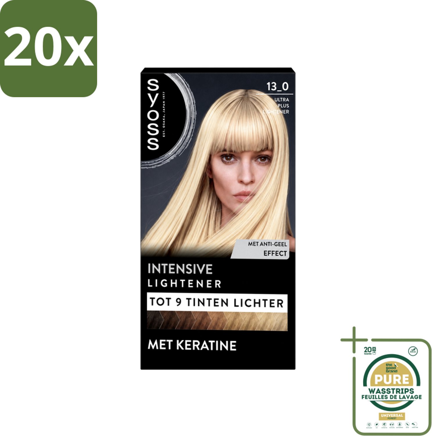 20 x SYOSS - Coloration 13-0 Ultra Plus Lightener - Haarverf - Grijsdekking - Vermindert Haarbreuk - Maximale Oplichting - Wasstrips - Haarverf - Grijsdekking - Oplichting - Keratine - Haarverzorging