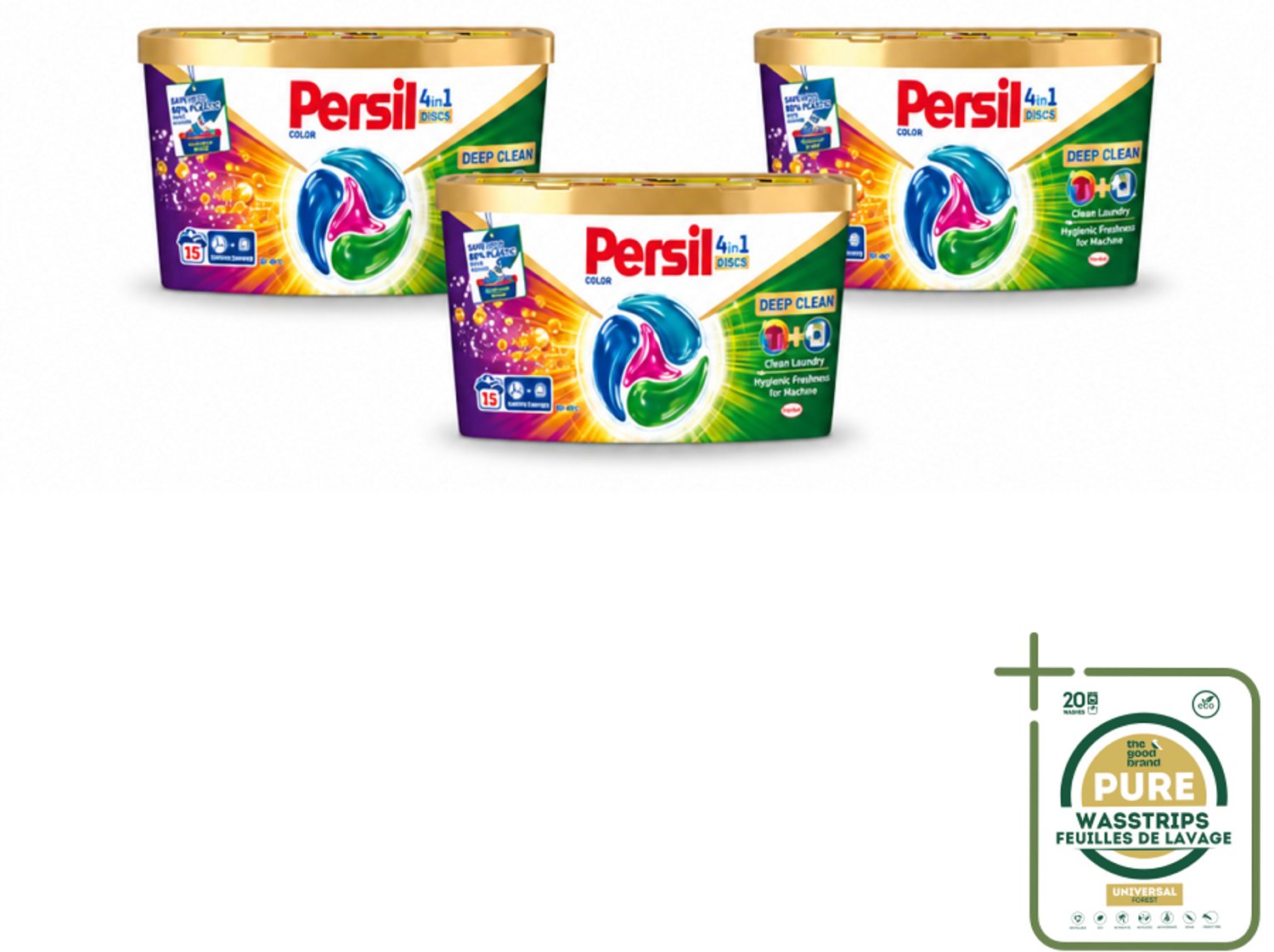 3 x Persil - Wasmiddel - Wasmiddelcapsules Discs Gekleurde Was - Voor Gekleurde Was - 15 wasbeurten - Wasstrips - Gekleurde Was - Vlekverwijdering - Kleurbehoud - Frisse Geur - Wasmiddelcapsules
