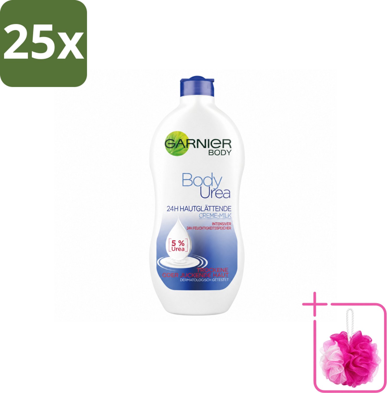 25 x Garnier - Body - Bodylotion - Urea - Gladmakend - Karitéboter - 400 ml - Bulkverpakking - Lichaamsoorzaak - Douchemop - Urea
