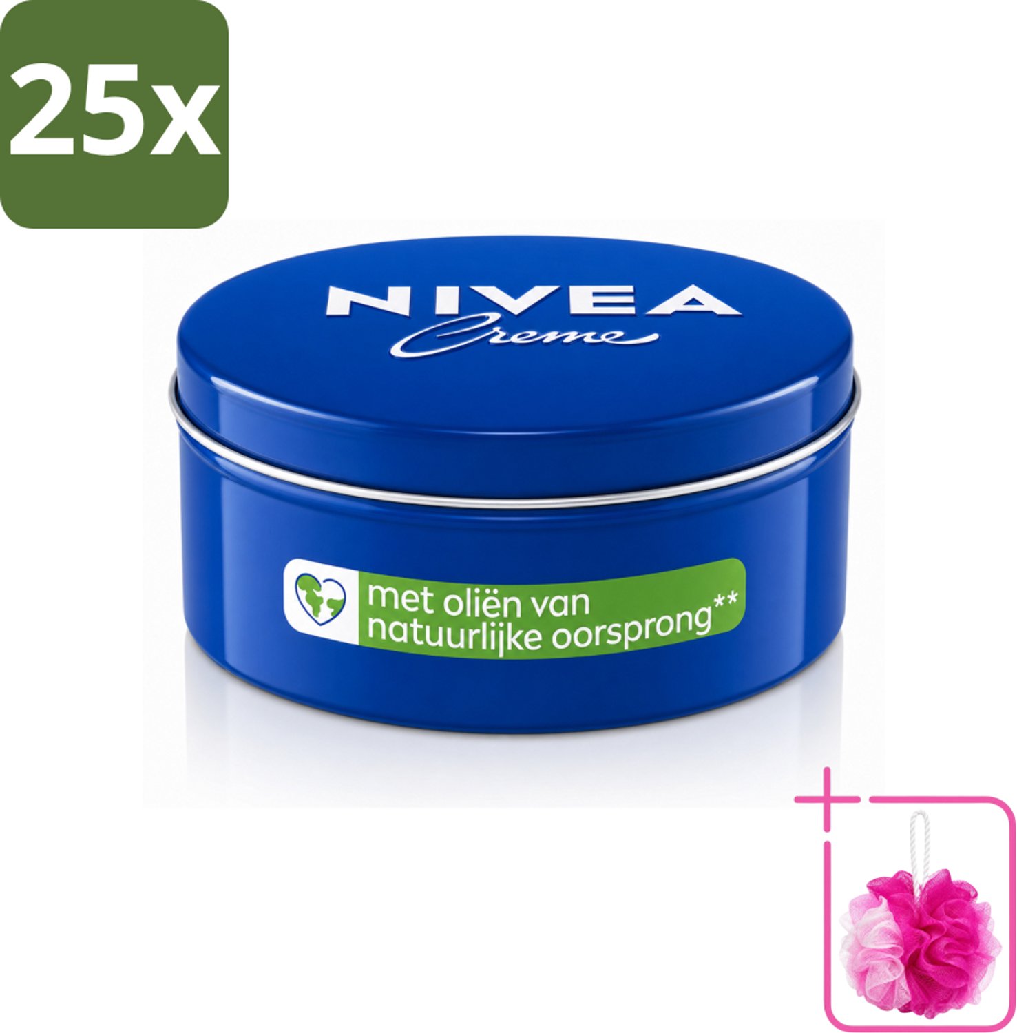 25 x NIVEA - Bodycrème - Klassieke Crème - Natuurlijke oliën - 250 ml - Bulkverpakking - Crème voor gezicht en lichaam - Douchemop - Huidverzorging