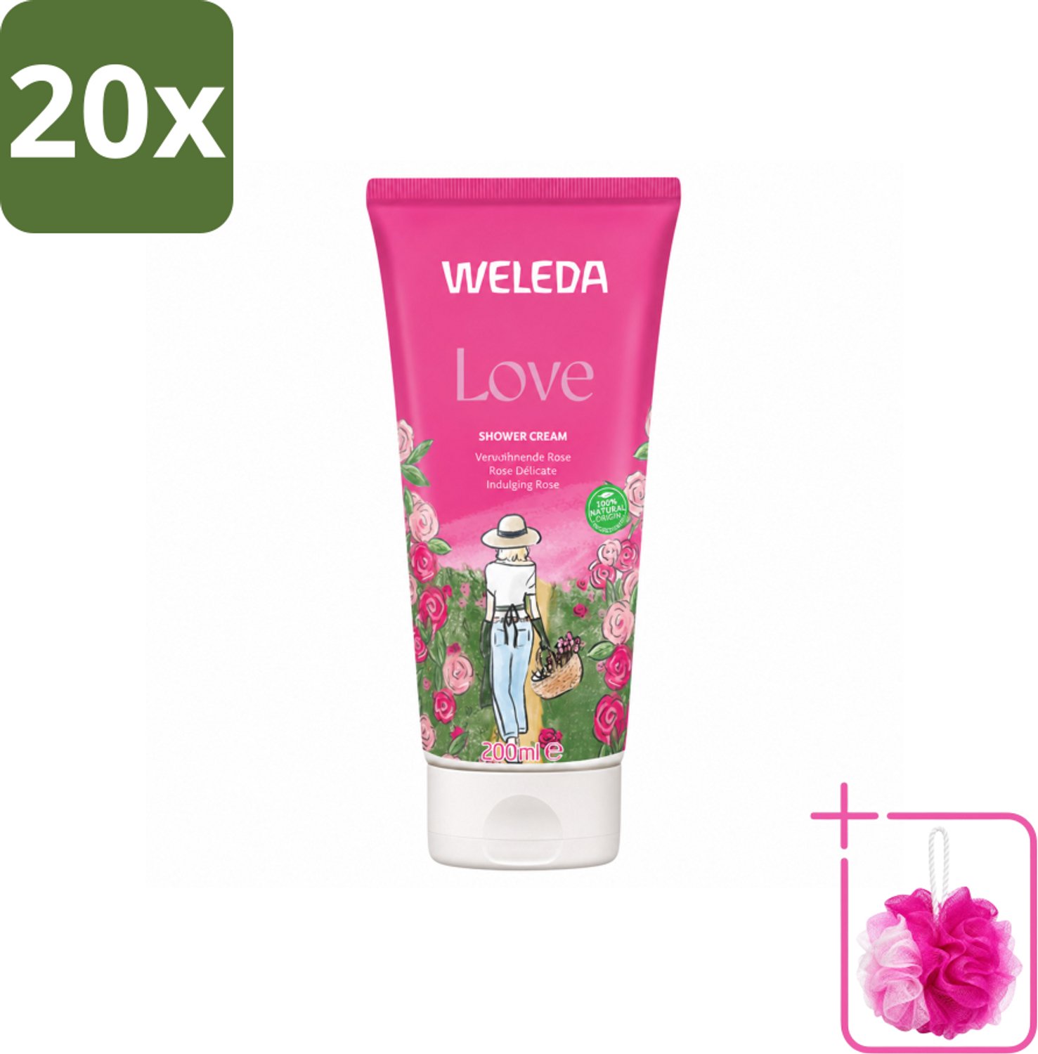 20 x WELEDA - Douchecrème Aroma Shower Love - 200 ml - Bulkverpakking - Douchecrème - Douchemop - Aromatherapie