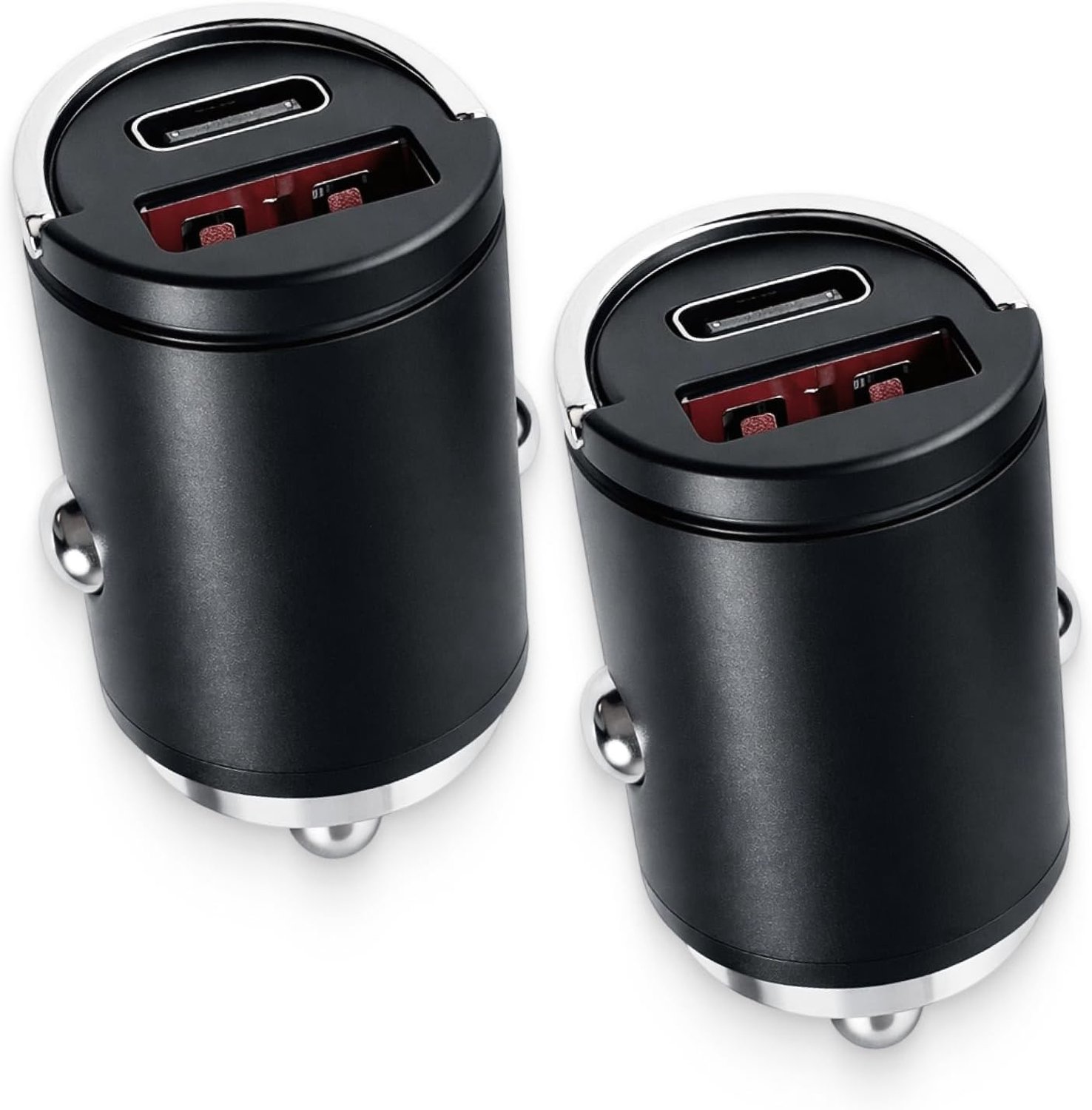 2 stuks USB C-adapter voor sigarettenaansteker type C met dubbele poort, USB-sigarettenaansteker, sigarettenaansteker, sigarettenaansteker, type C, voor telefoon en tablet