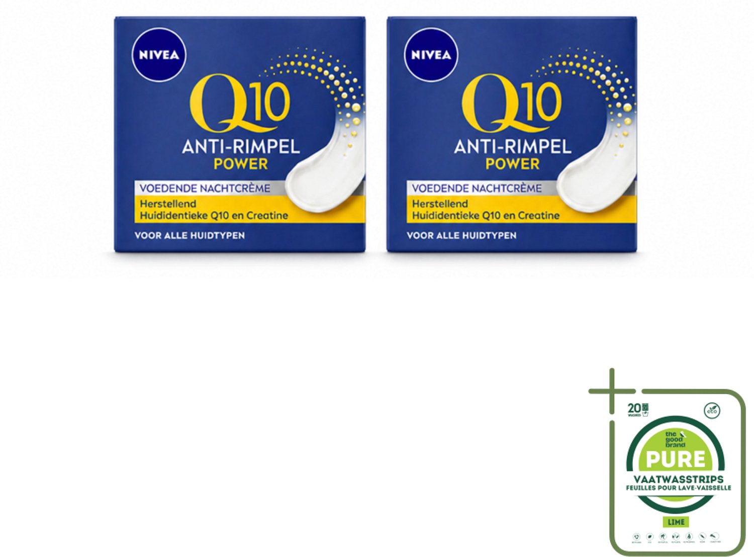 2 x NIVEA - Nachtcrème - Q10 POWER Anti-Rimpel - Voor alle huidtypen - Met Q10 & Creatine - 50 ml - Grootverpakking - Vaatwasstrips - Anti-rimpel Crème - Nachtcrème - Rimpelverlichting - Huidverzorging - Q10 Crème