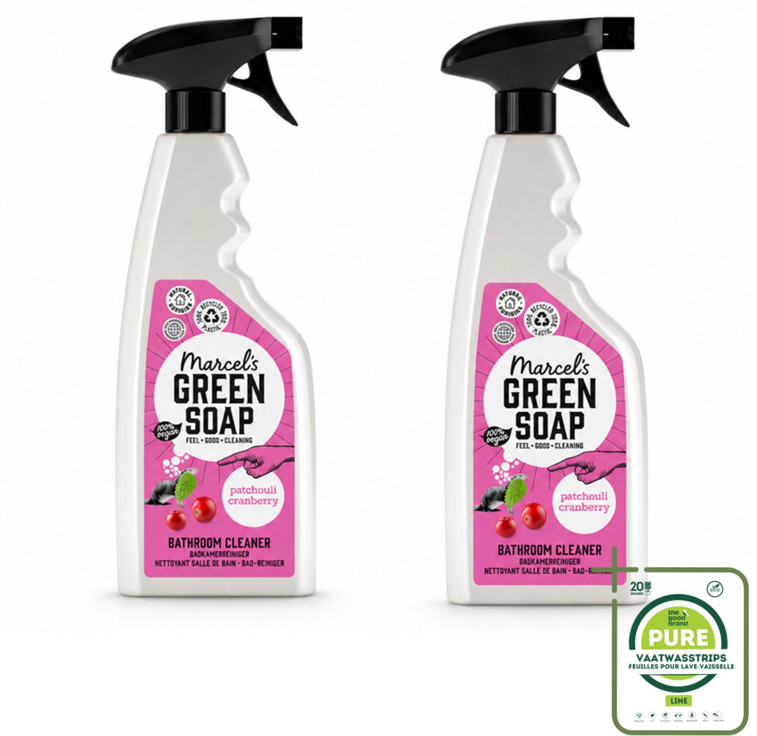 2 x Marcel's Green Soap - Badkamerreiniger - Patchouli & Cranberry - Krachtige werking - 500 ml - Grootverpakking - Badkamerreiniger - Zeepresten Verwijderen - Kalkaanslag Verwijderen - Milieuvriendelijke Reiniger - Vegan Badkamerreiniger