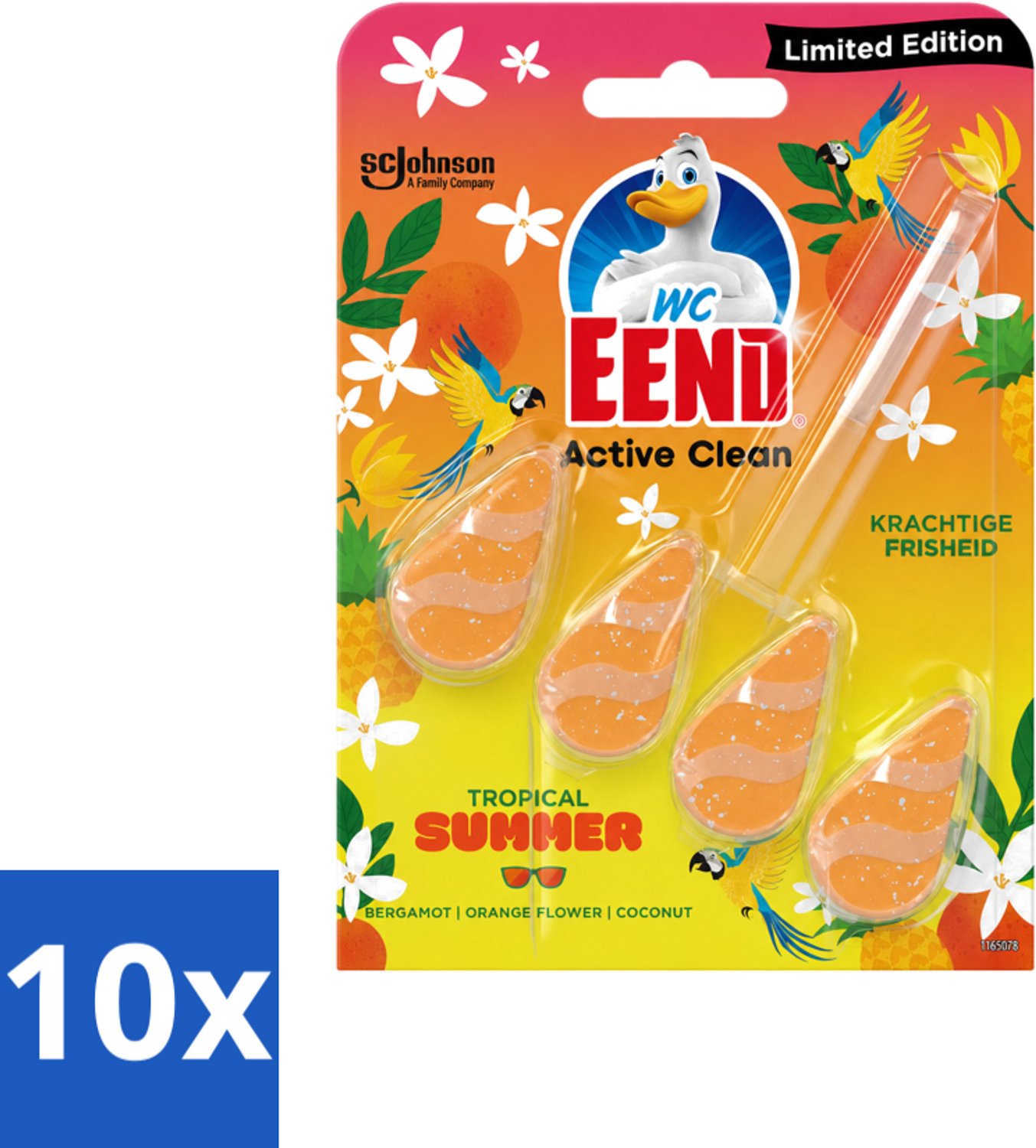 10 x WC Eend - Active Clean Tropical Summer - Toiletblok - Zomerse Frisheid - 38 gr - Voordeelverpakking - 10 stuks