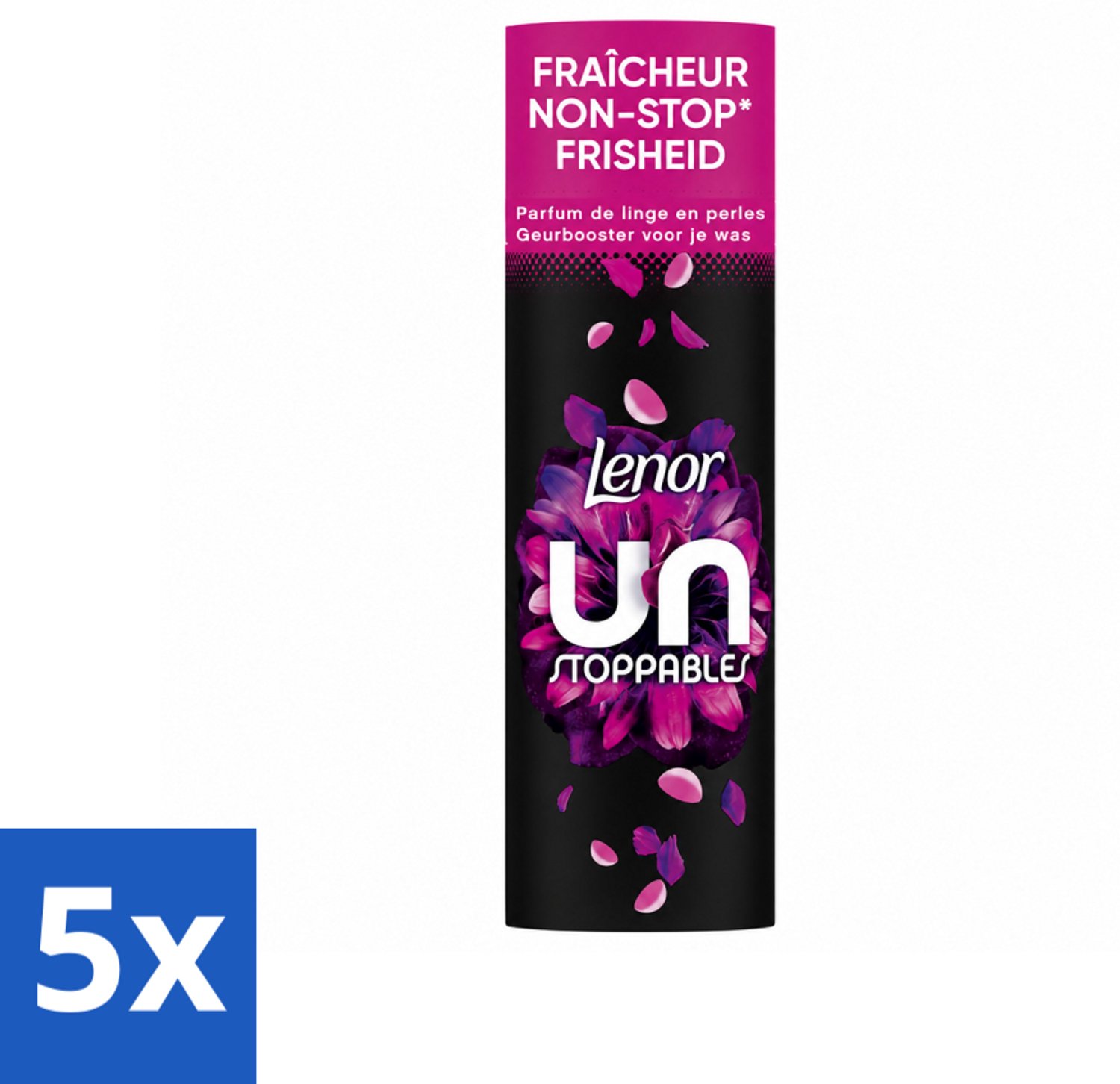5 x Lenor Unstoppables - Geurbooster - Bloemen Fris - Non-Stop Frisheid - 19 Wasbeurten - Voordeelverpakking - 5 stuks