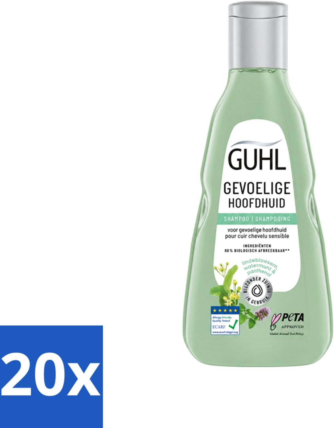20 x Guhl - Shampoo - Gevoelige Hoofdhuid - 250 ml - Voordeelverpakking - 20 stuks