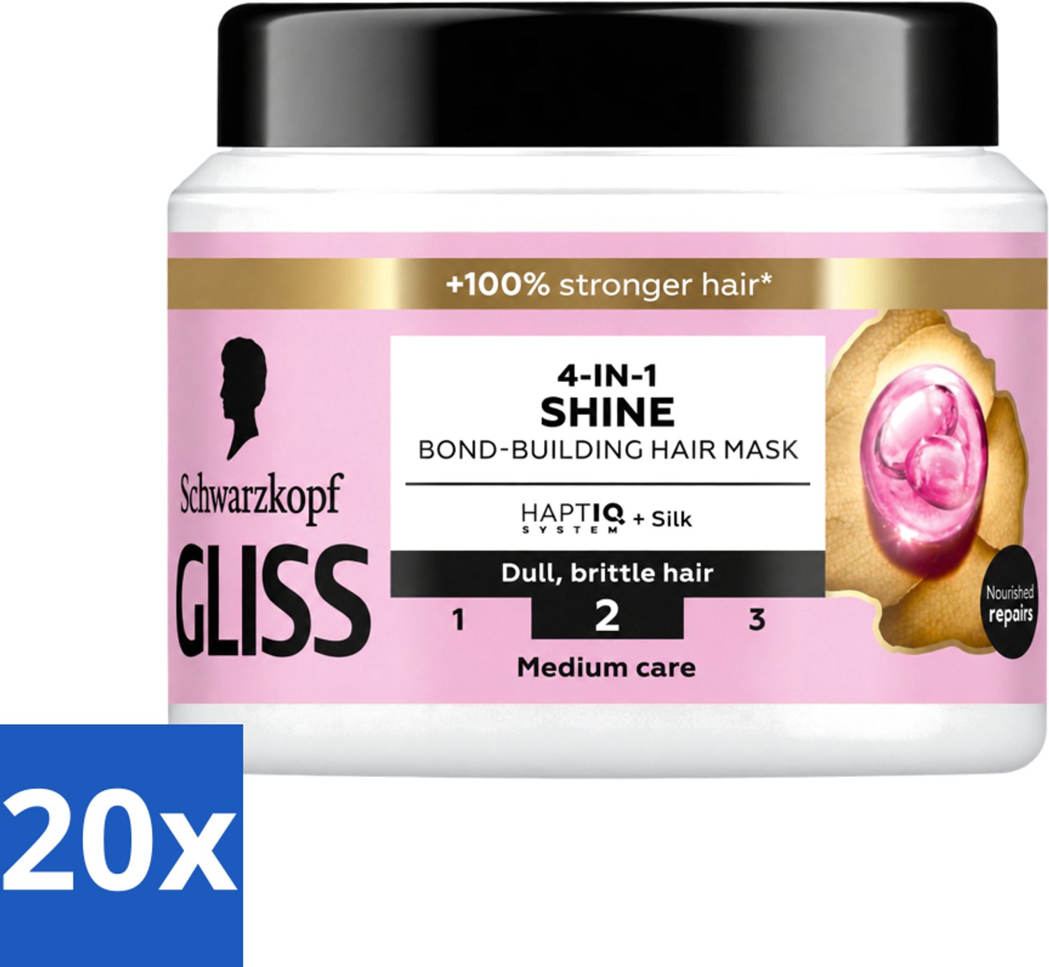 20 x Gliss - Haarmasker - 4in-1 Hair Mask - Voor Zijdezacht en Glanzend Haar - 400 ml - Voordeelverpakking - 20 stuks