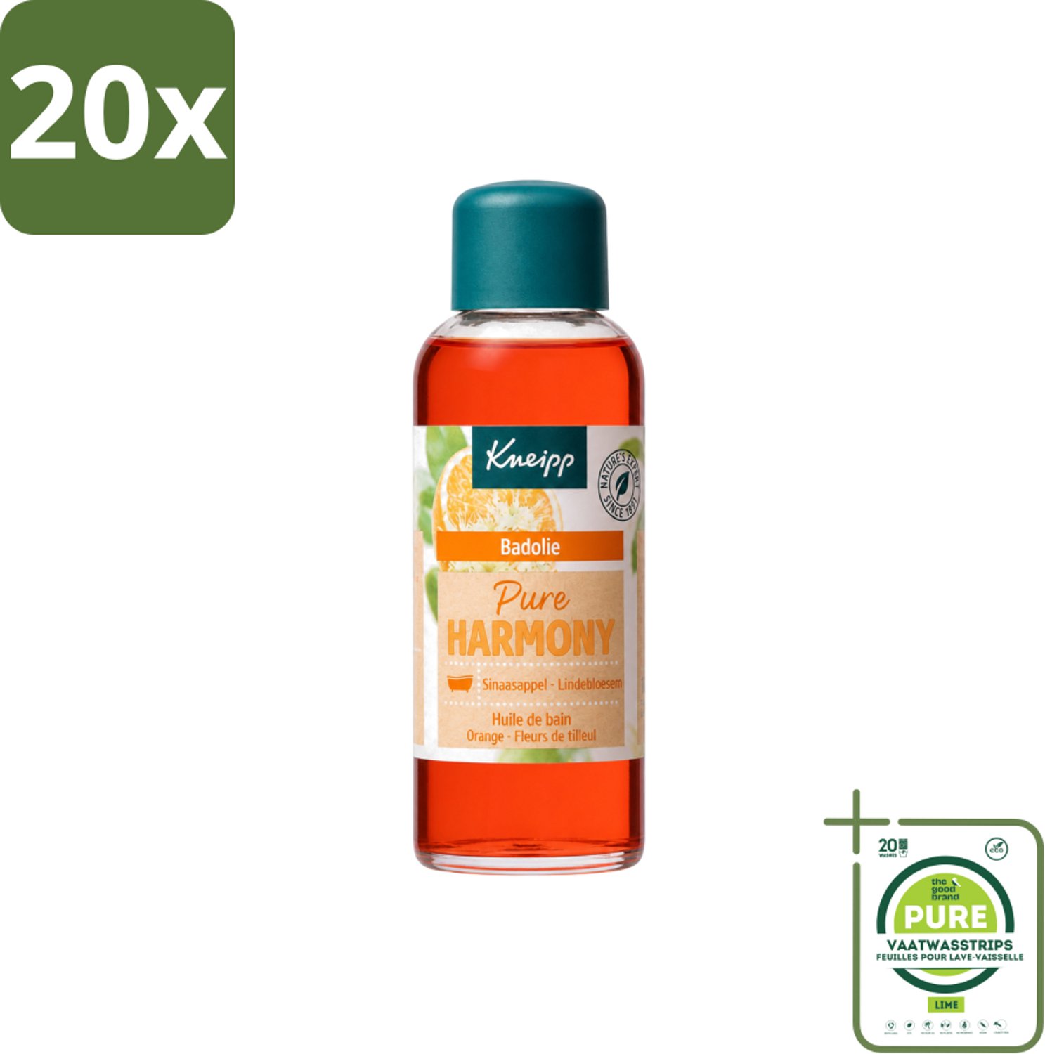 20 x Kneipp - Badolie - Oranje lindebloesem - 100 ml - Grootverpakking - Vaatwasstrips - Badolie - Ontspanning - Kalmerend - Natuurlijke Oliën - Sinaasappelolie
