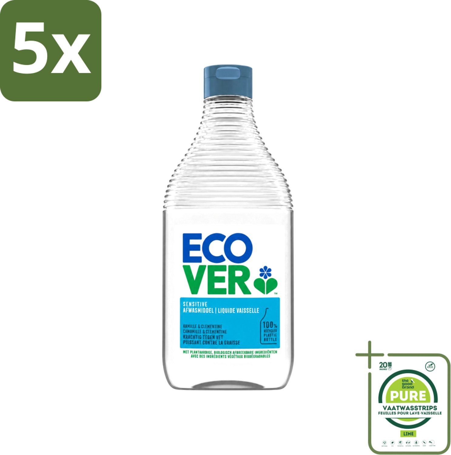 5 x Ecover - Afwasmiddel - Kamille & Clementine - 950 ml - Grootverpakking - Vaatwasstrips - Afwasmiddel Kamille En Clementine - Plantaardig Afwasmiddel - Biologisch Afbreekbaar - Duurzaam Afwasmiddel - Zacht Voor De Huid