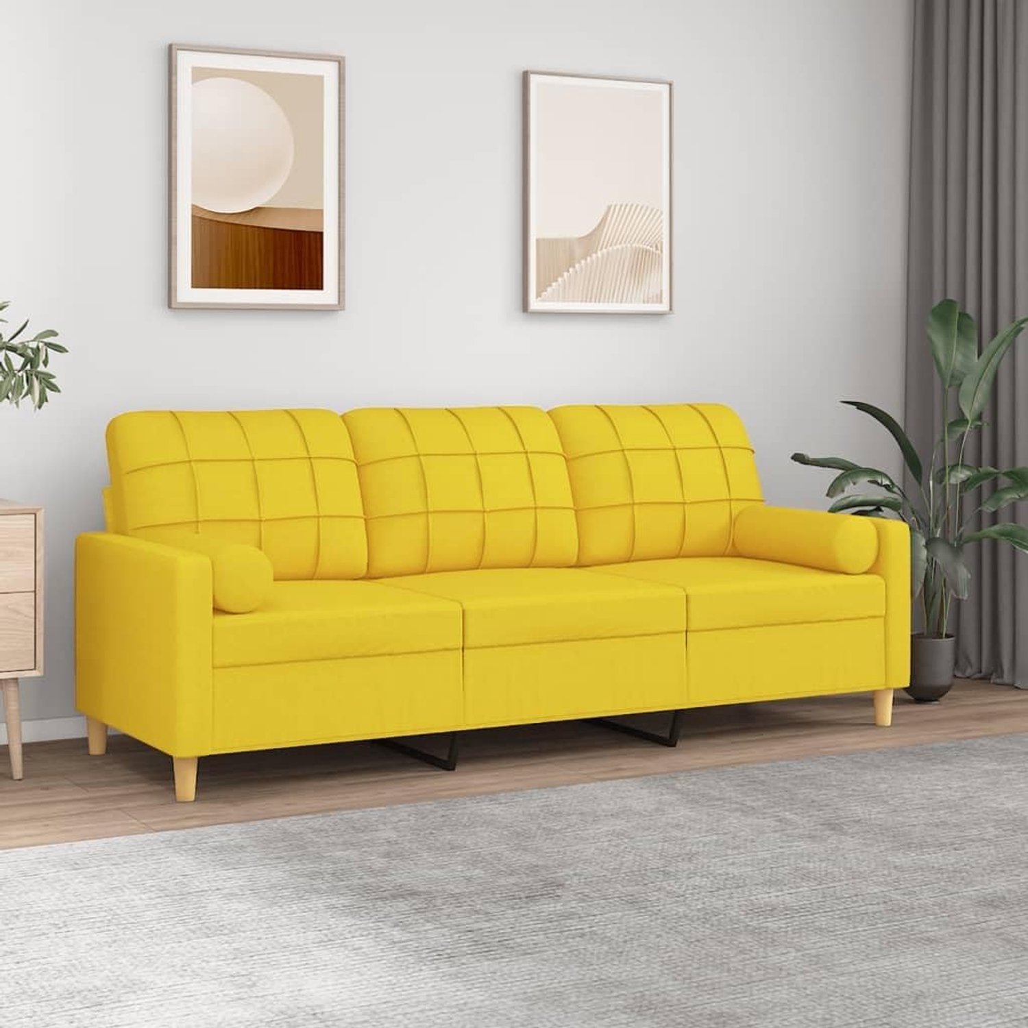 3-zitsbank met sierkussen, 180 cm, stof, salontafel, driezitsbank, modern design, afneembare hoezen, robuust metalen frame, comfortabele bekleding