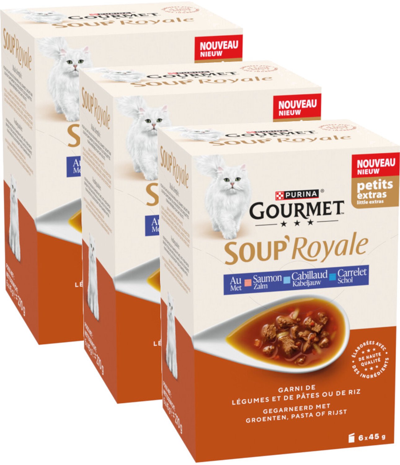 Purina Gourmet Soup Royale Zalm Kabeljauw Schol - Multipack - Katten Natvoer - 3x (6x45g)