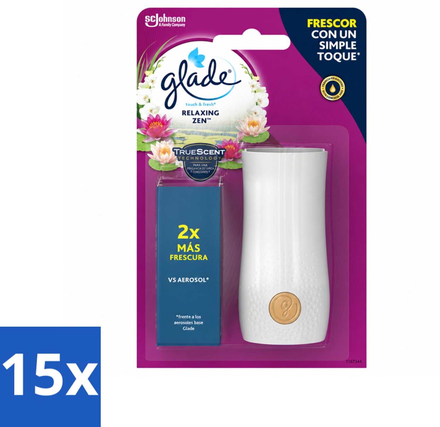 15 x Glade - Touch & Fresh - Relaxing Zen - 10 ml - Voordeelverpakking - 15 stuks