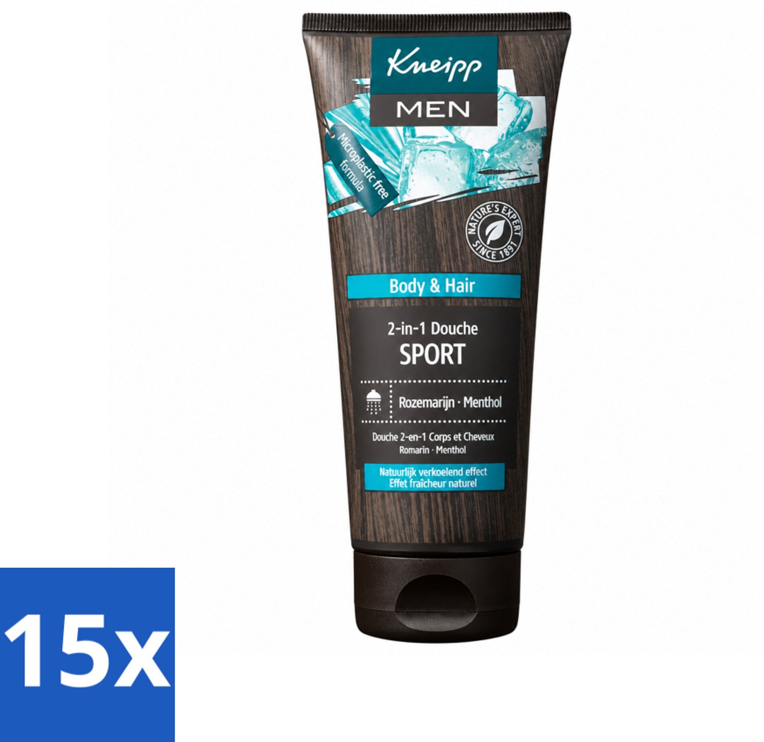 15 x Kneipp - Sport Douche 2‑in‑1 - Men - 200 ml - Voordeelverpakking - 15 stuks