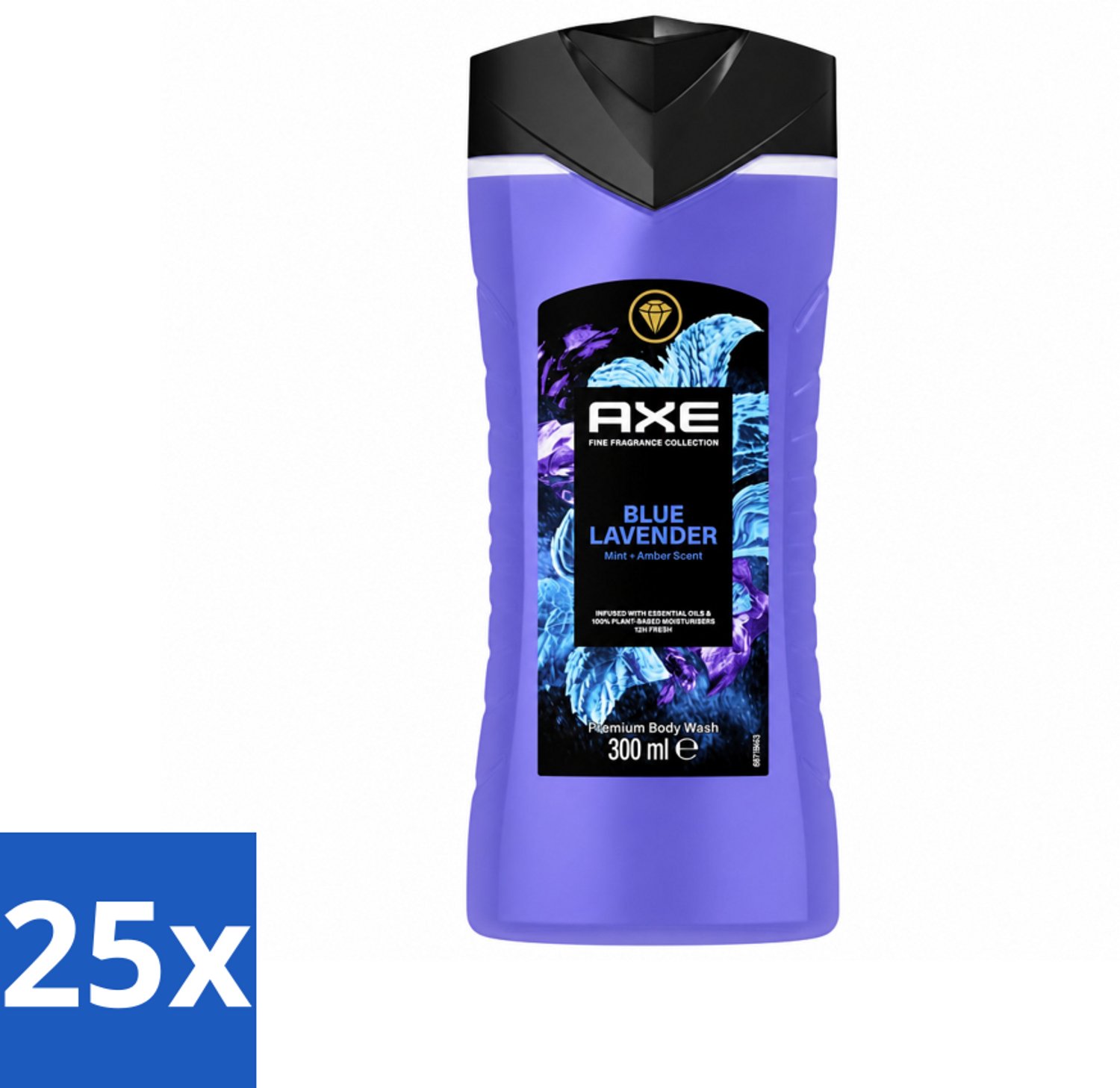 25 x AXE - Douchegel - Blue Lavender - Kalmerend - Premium Geur - 300 ml - Voordeelverpakking - 25 stuks