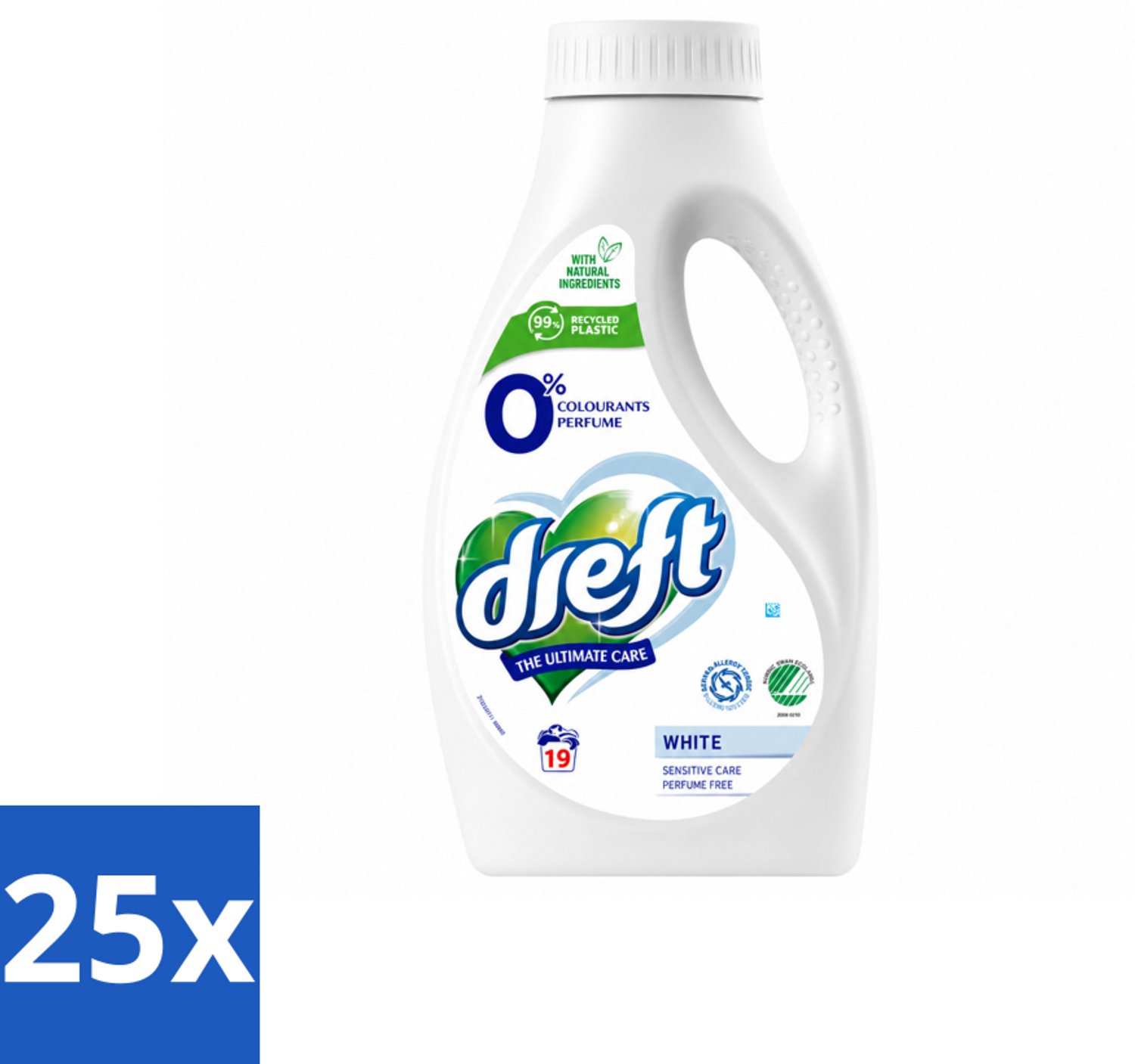 25 x Dreft - Vloeibaar Wasmiddel - 0% Witte Was - Geurvrij & zacht - 19 Wasbeurten - Voordeelverpakking - 25 stuks