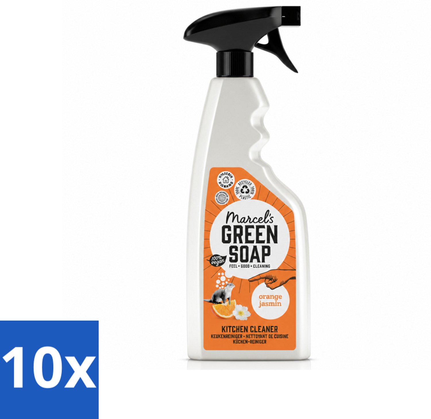 10 x Marcel's Green Soap - Keukenreiniger - Sinaasappel & Jasmijn - Tegen vet & vuil - 500 ml - Voordeelverpakking - 10 stuks