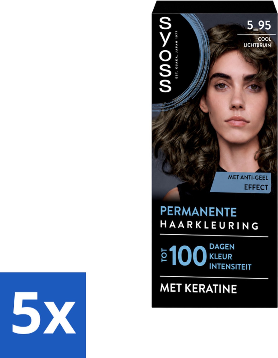 5 x SYOSS - Permanent Coloration 5-95 - Haarverf - Permanente Haarkleuring - Cool Lichtbruin - Grijsdekking - Vermindert Haarbreuk - Voordeelverpakking - 5 stuks