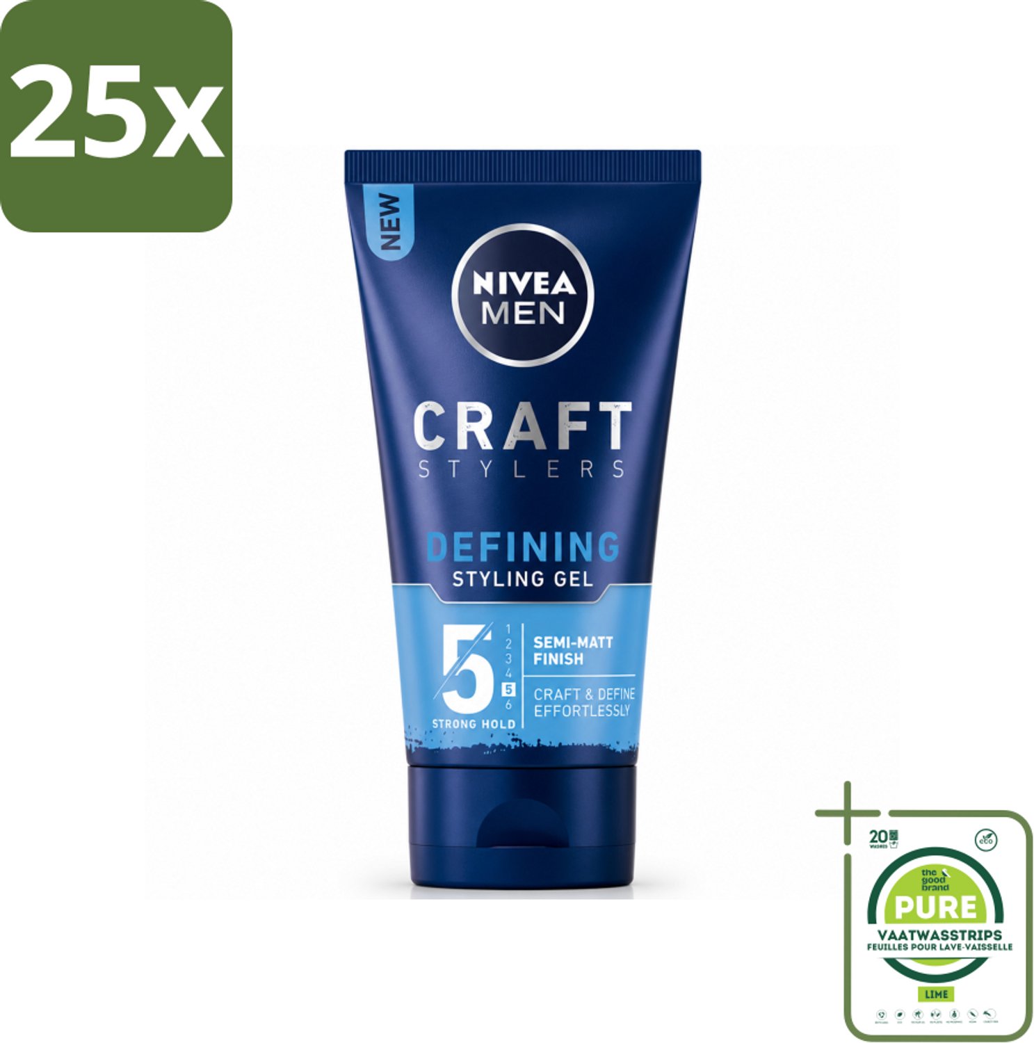 25 x NIVEA MEN - Styling Gel - Matte Finish - 150 ml - Grootverpakking - Vaatwasstrips - Haarkleur - Haartypen - Haartypen - Haartypen - Haartypen
