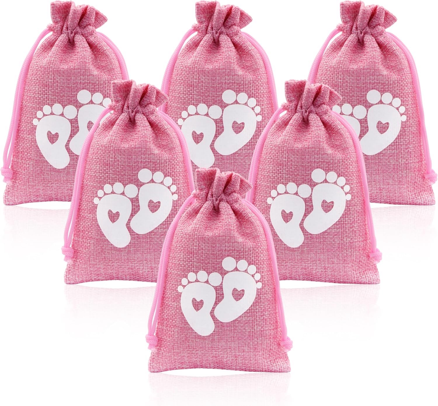 10 stuks cadeauzakjes voor babyshower, geschenkzakjes met trekkoord voor het onthullen van het geslacht, jongens of meisjes, babyvoetjes, snoepzakjes voor kinderen, babygeslachtsonthullingsfeest, 10 x