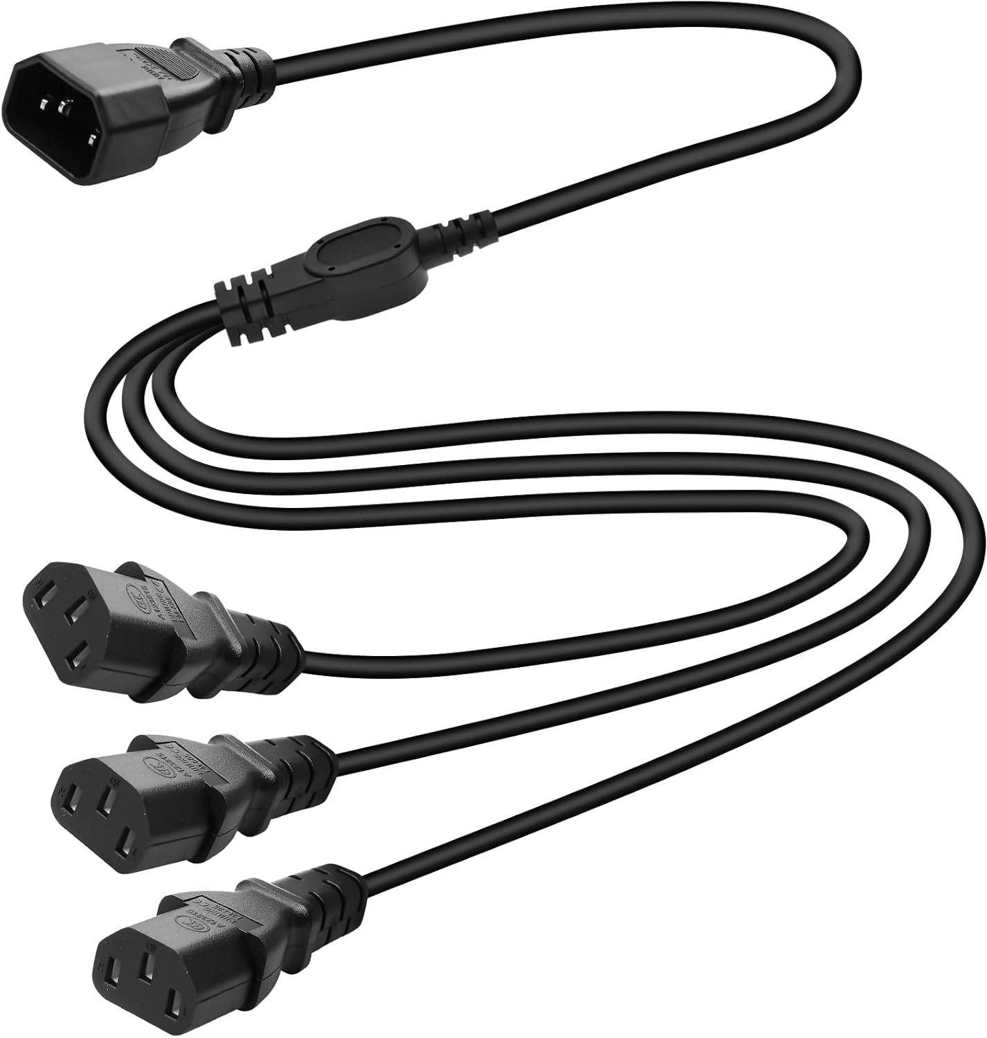 C14 tot 3 x C13 Y-type splitkabel, 60 cm UPS PDU-stroomkabel, Y-splitter netsnoer, IEC C14 power verlengkabel, voeding verlengkabel voor huishoudelijke apparaten PC computer monitor lichten scanner