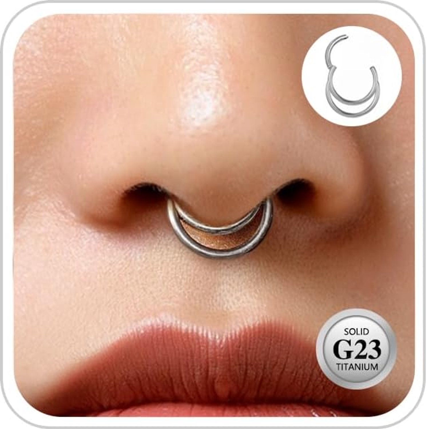 Titanium neuspiercing, neusring, septum, neuspiercing, kraakbeen, dun, klein, zilver, helix, hypoallergeen, 20 g, 8 mm