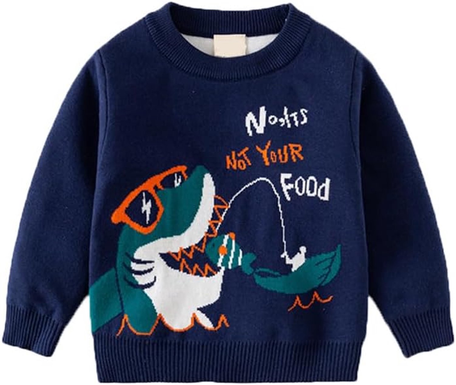 Trui voor peuters jongens gestreepte ronde hals dinosaurus lange mouwen gebreide kleding