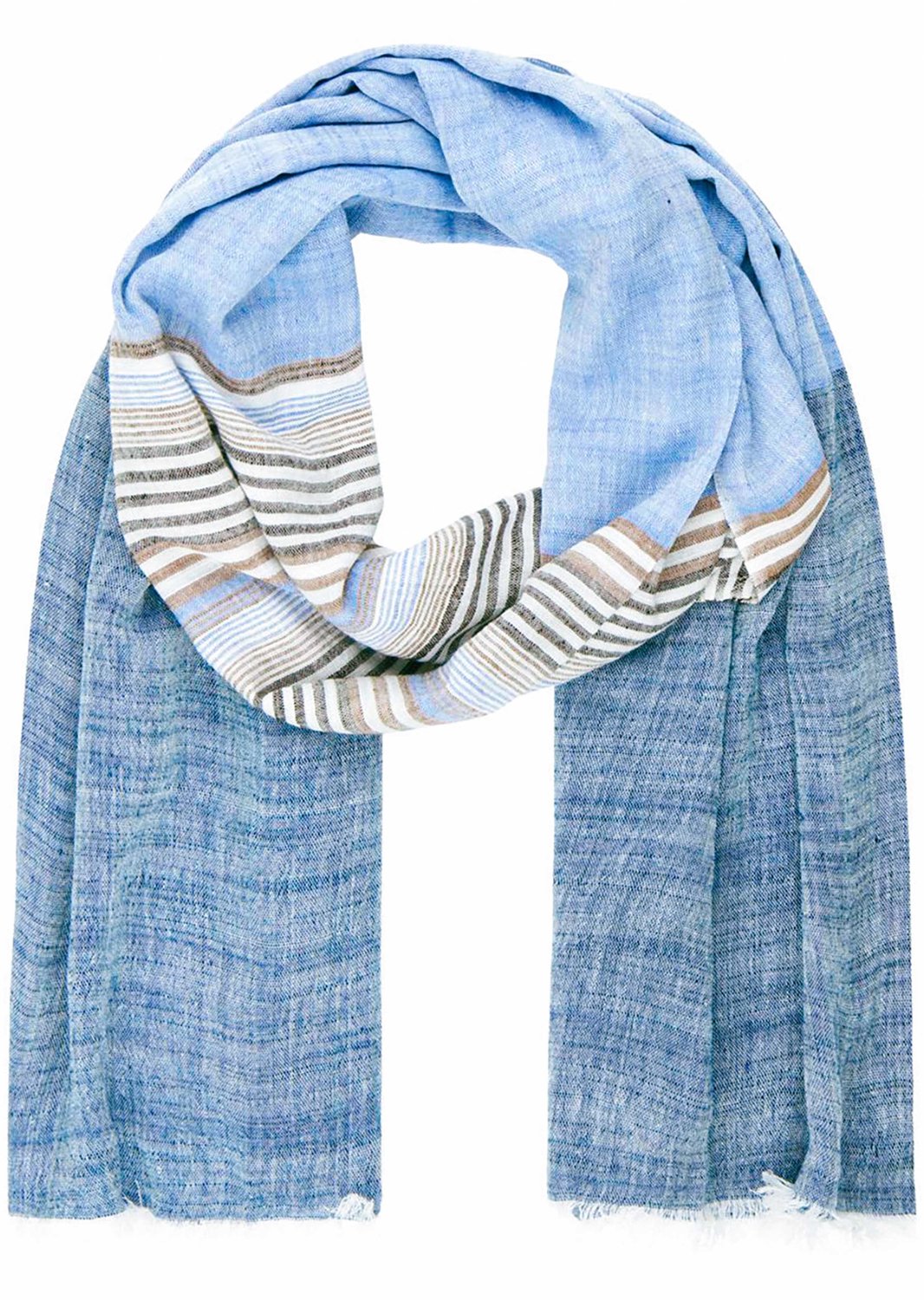 LINDENMANN heren sjaal - blauw gestreept