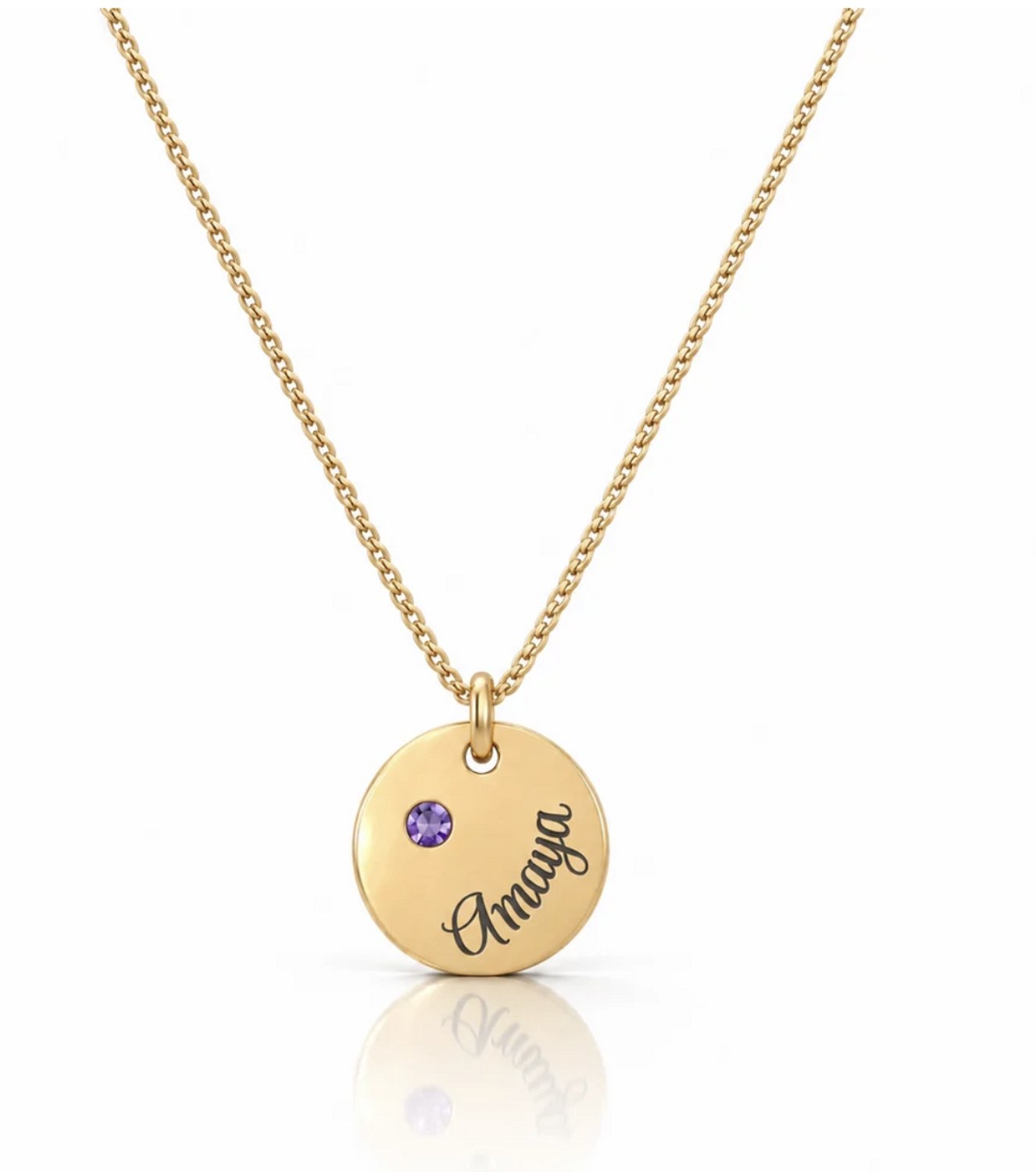 Maevi® Ketting met Naam & Geboortesteen - Kleur: Goud - Inclusief Ketting 45 CM - Hoge Kwaliteit - RVS / Stainless Steel - Verkleurt Niet - Gepersonaliseerde Ketting - Necklace - Incl. Luxe Verpakking - Naamketting / Ketting met Naam - Birthstone