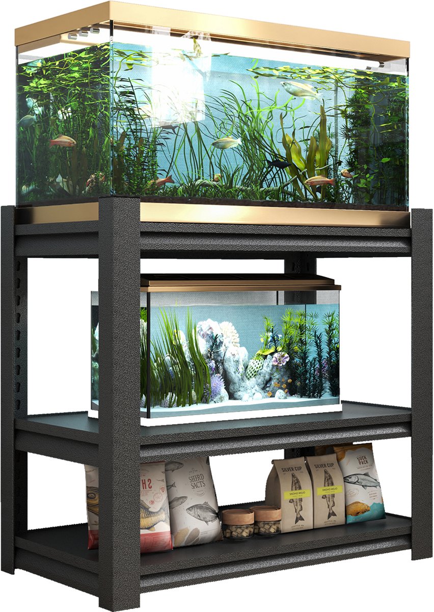 Aquariumstandaard voor 20-30 gallon aquaria - metalen onderstel - hoogteverstelbaar - robuust - afmetingen 86,3x45,7x80 cm - geschikt voor reptielenbakken